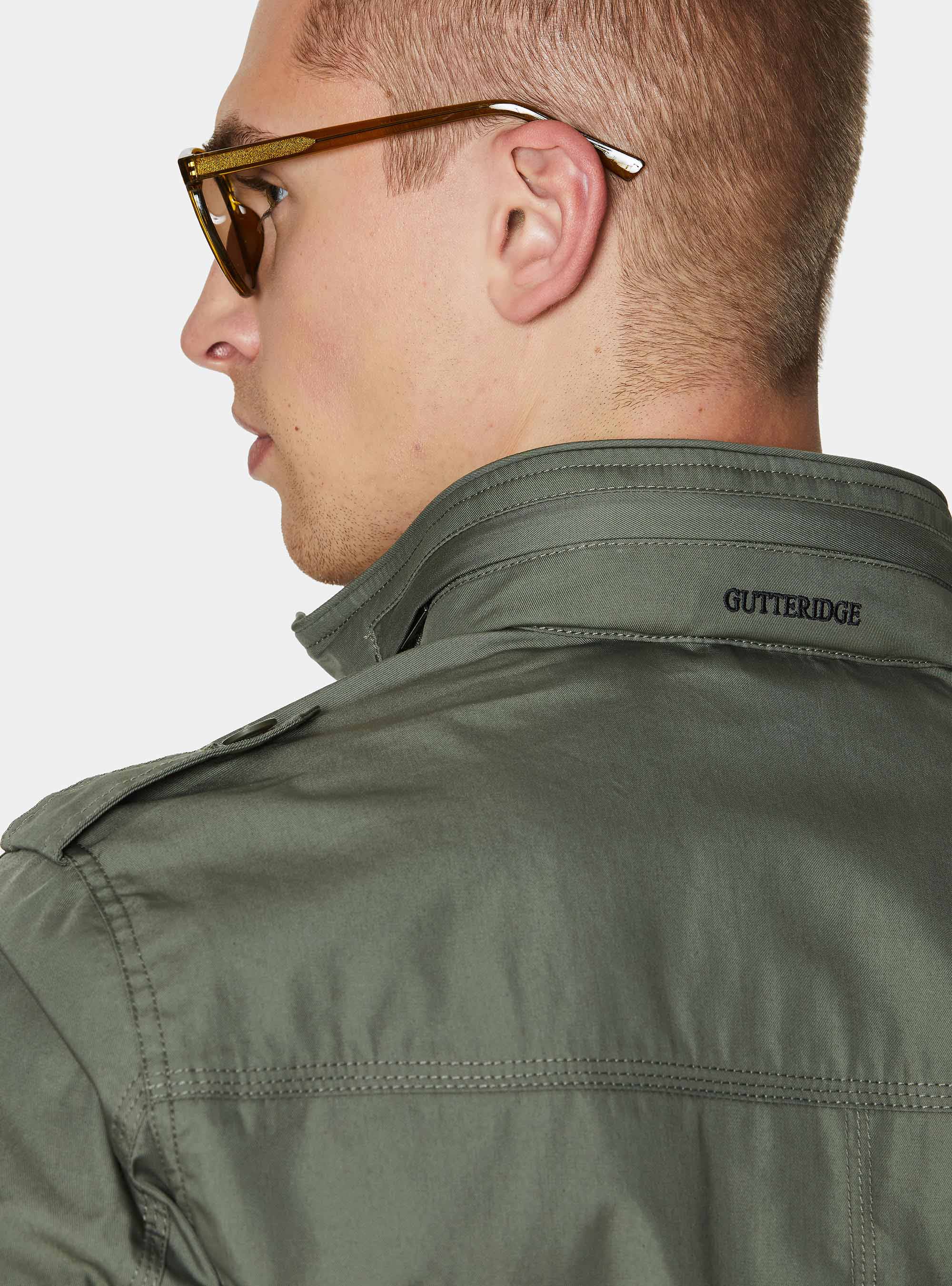 Field jacket in twill de algod&oacute;n y lino, SALVIA 0602C