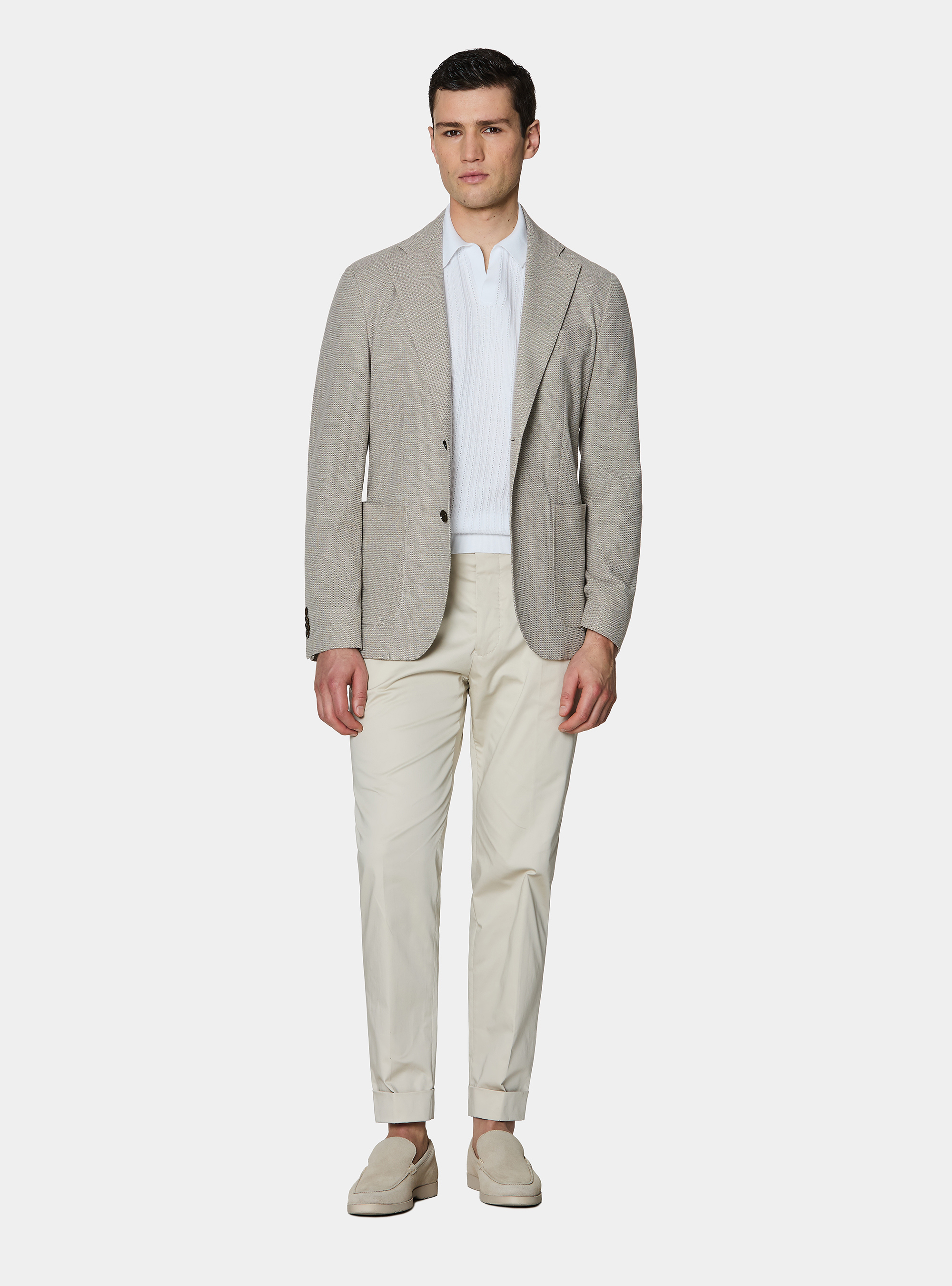Micro-knit cotton jersey blazer, MUD