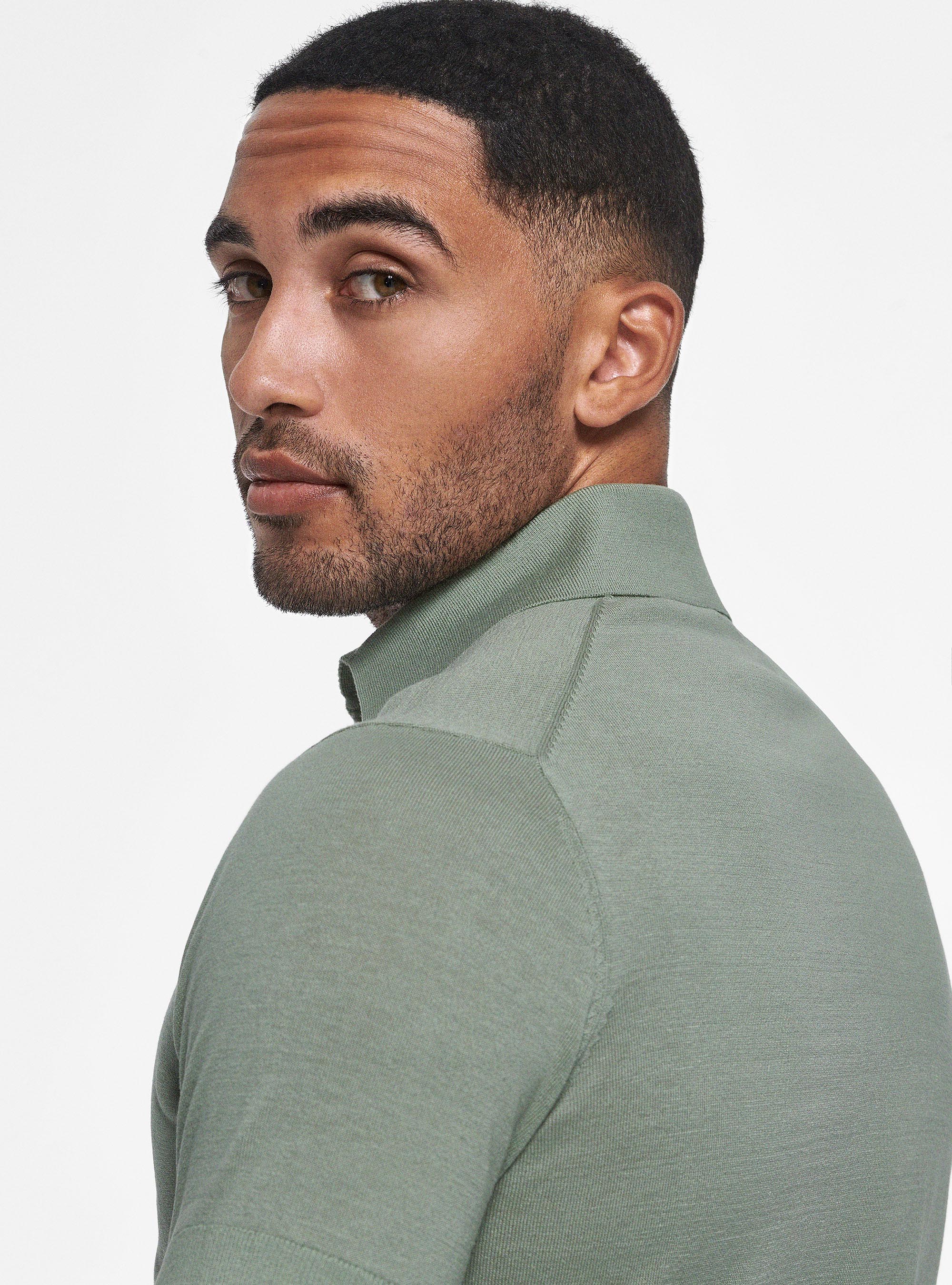 Polo de punto de algod&oacute;n y seda, SALVIA 0602C