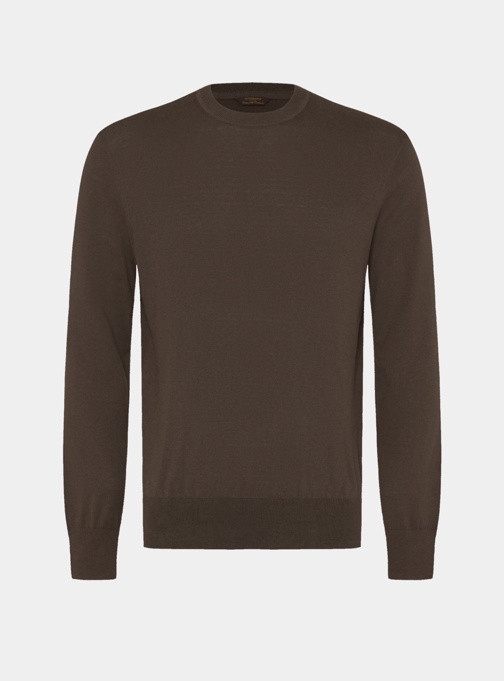 Maglia girocollo in cotone seta e cashmere, BROWN