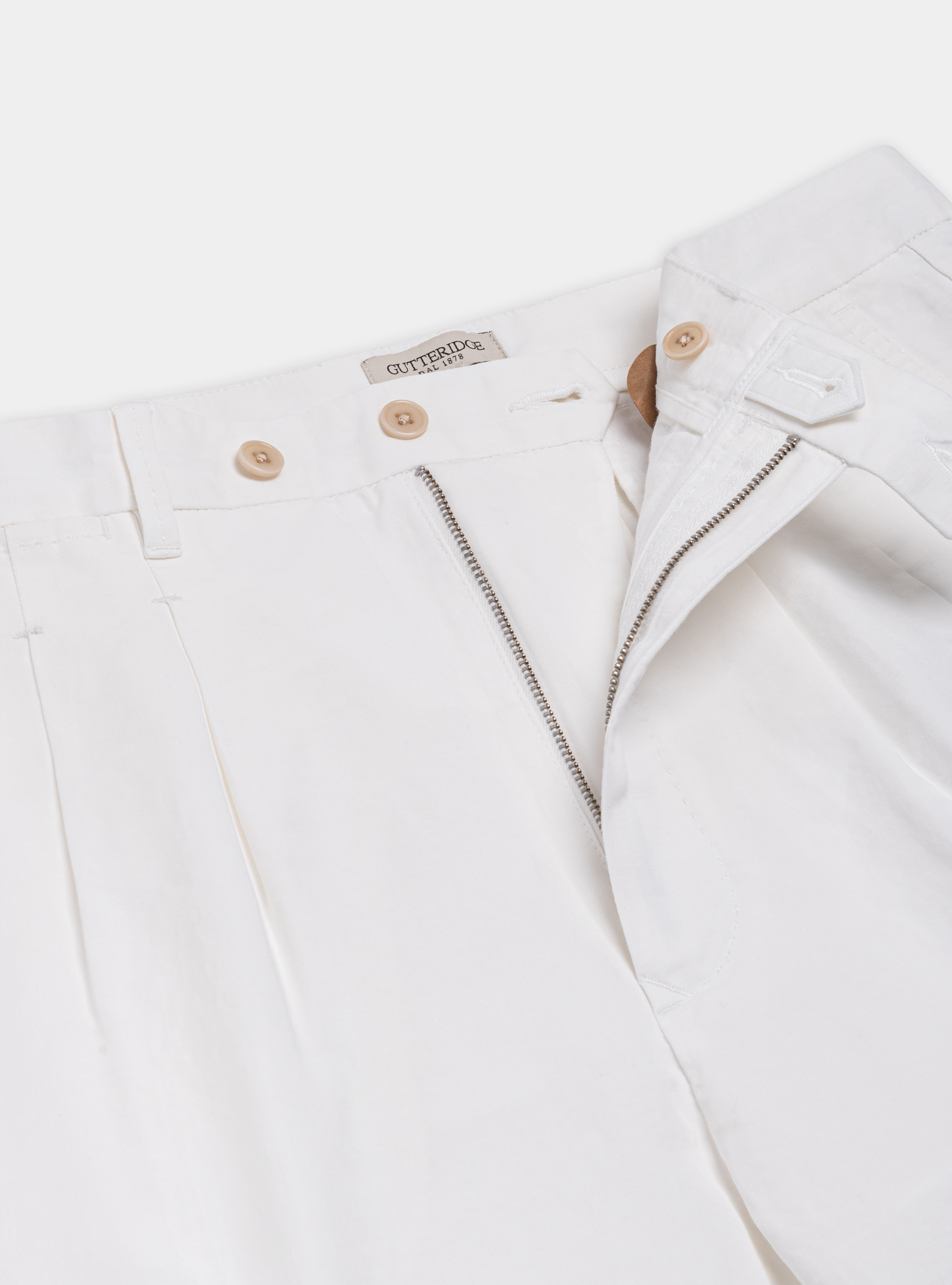 Linen and cotton double pleated trousers, WHITE