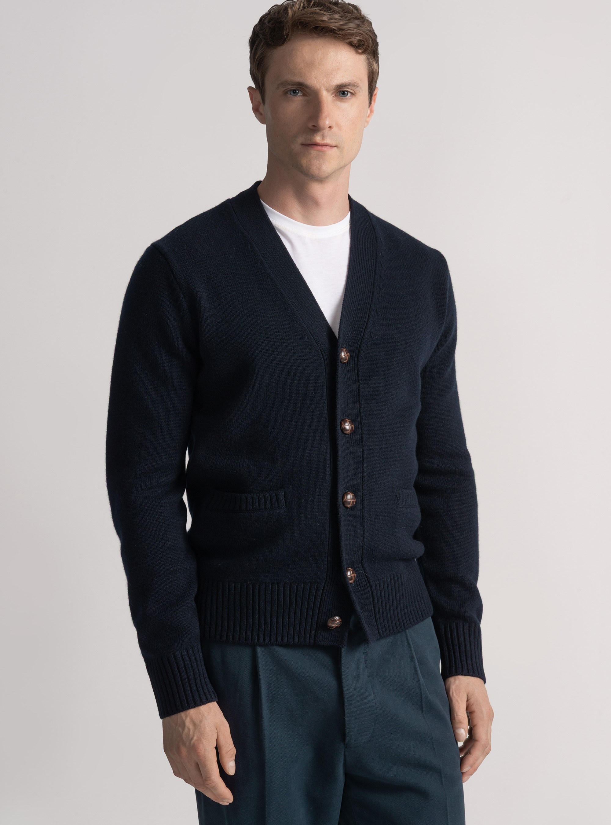 Maglia a cardigan in lana e cashmere