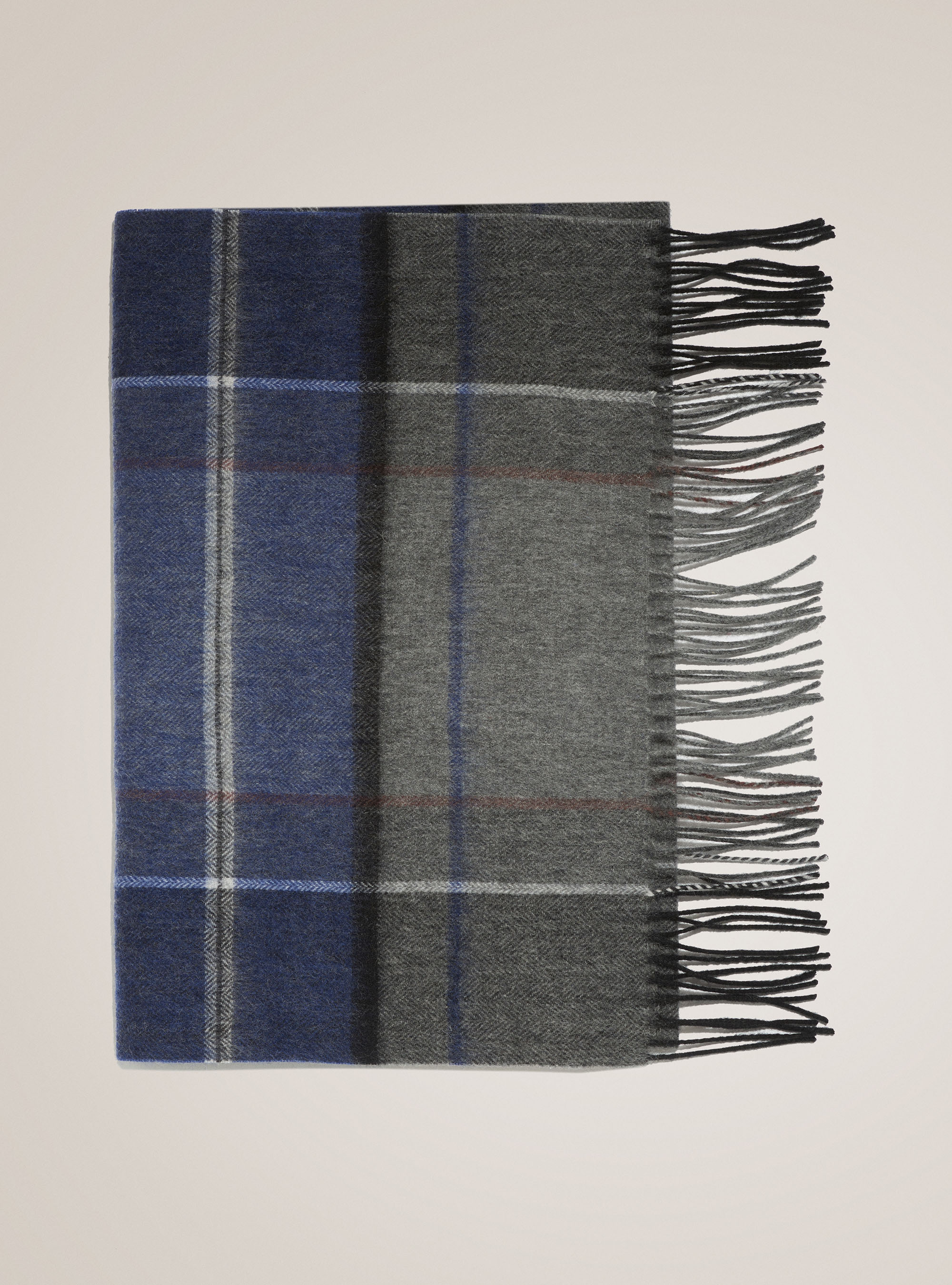 Sciarpa a quadri in lana e cashmere, ASFALTO