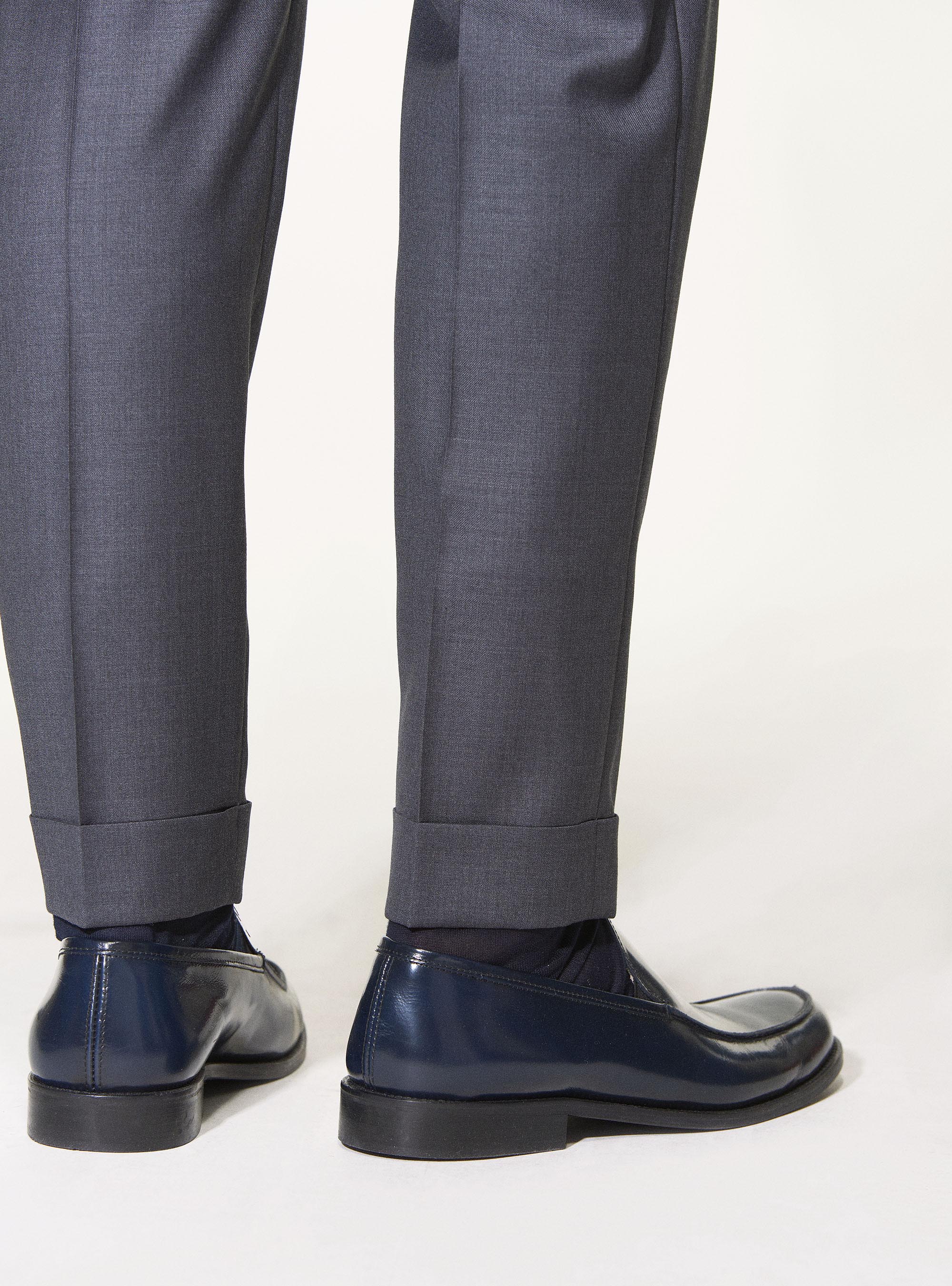 Pantaloni doppia pince in pura lana superfine 120's, GRIGIO CHIARO