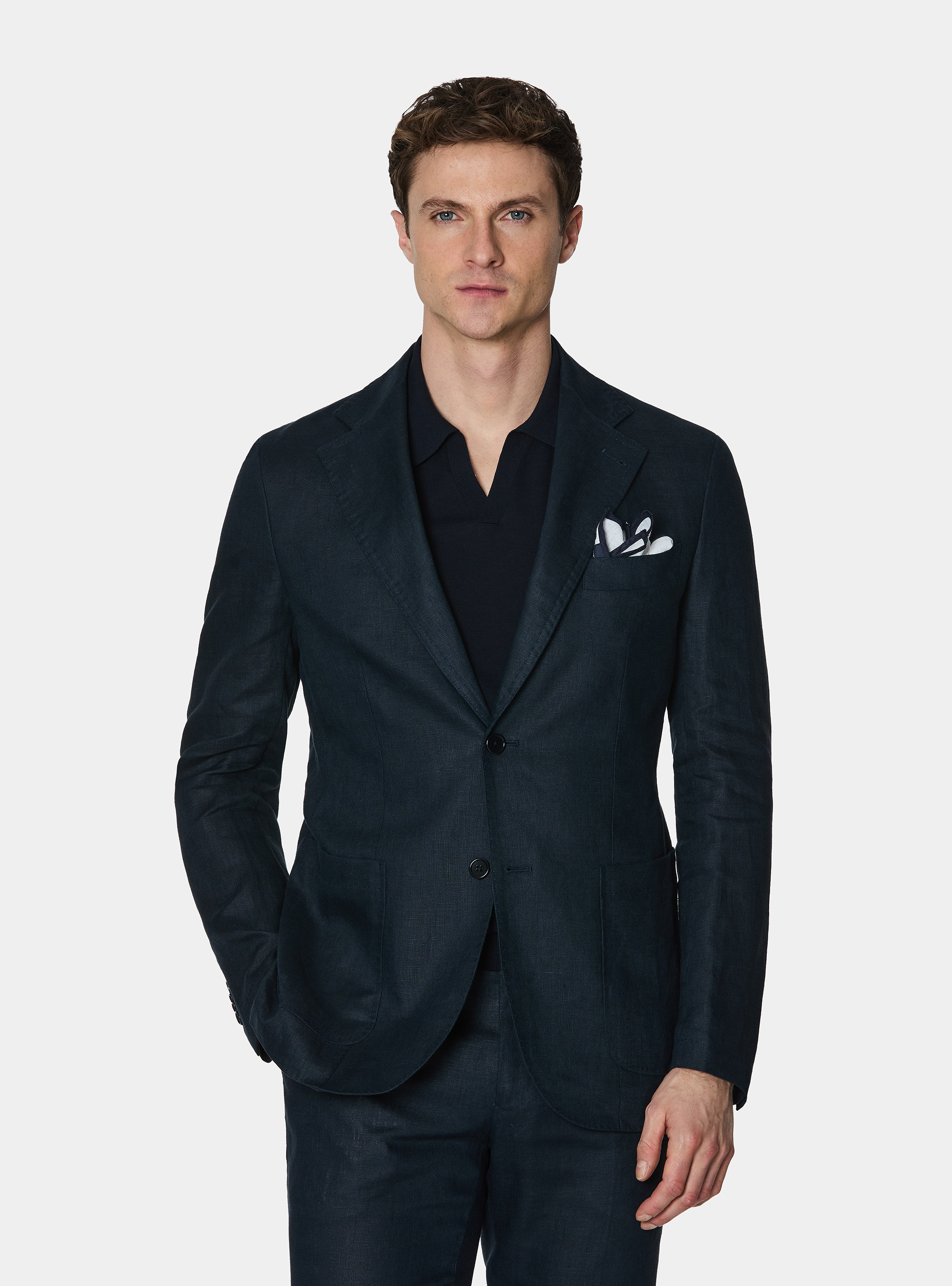 Pure linen suit blazer, NAVY BLUE