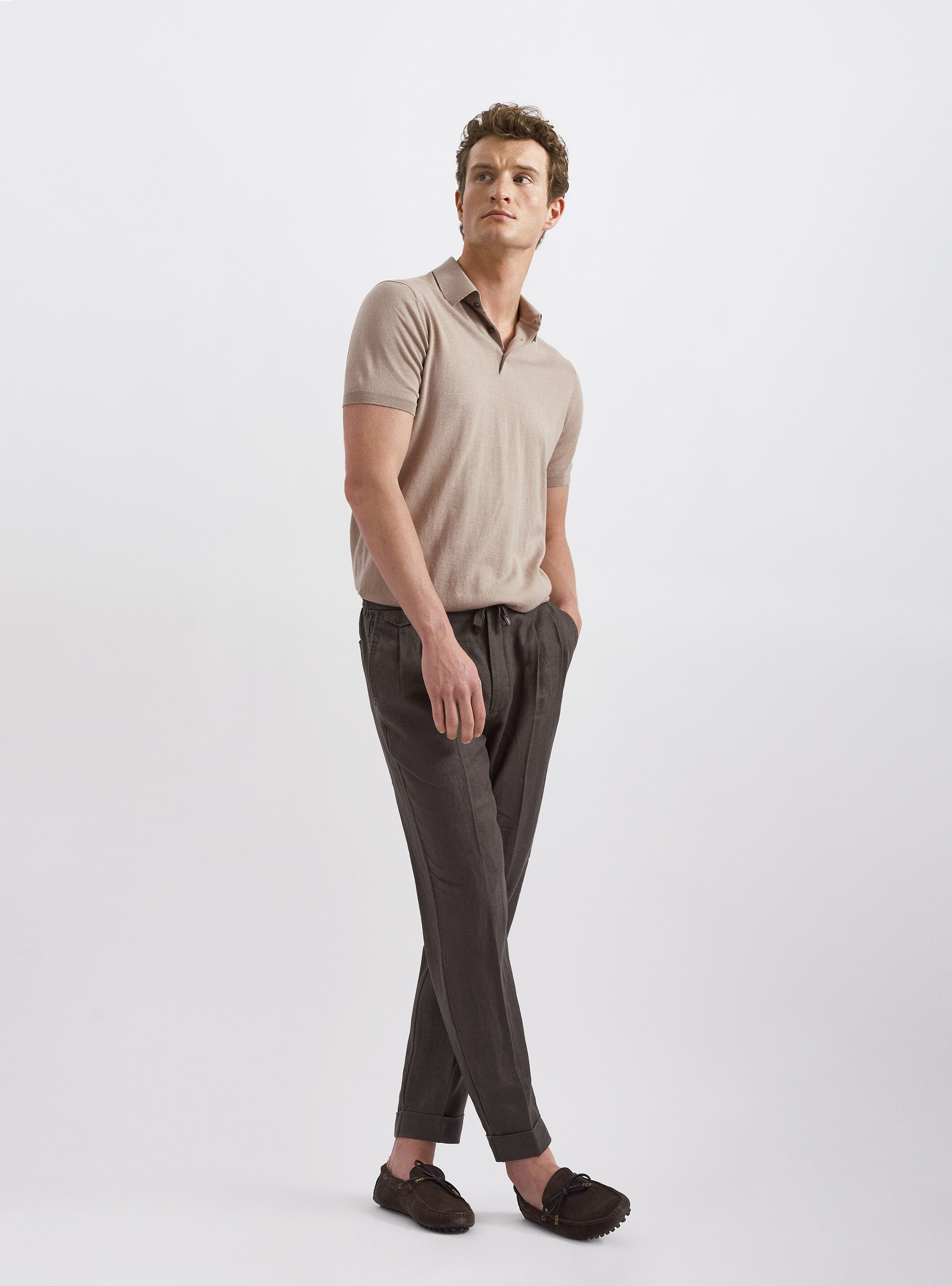 Linen trousers with drawstring, 0609C MILITARE