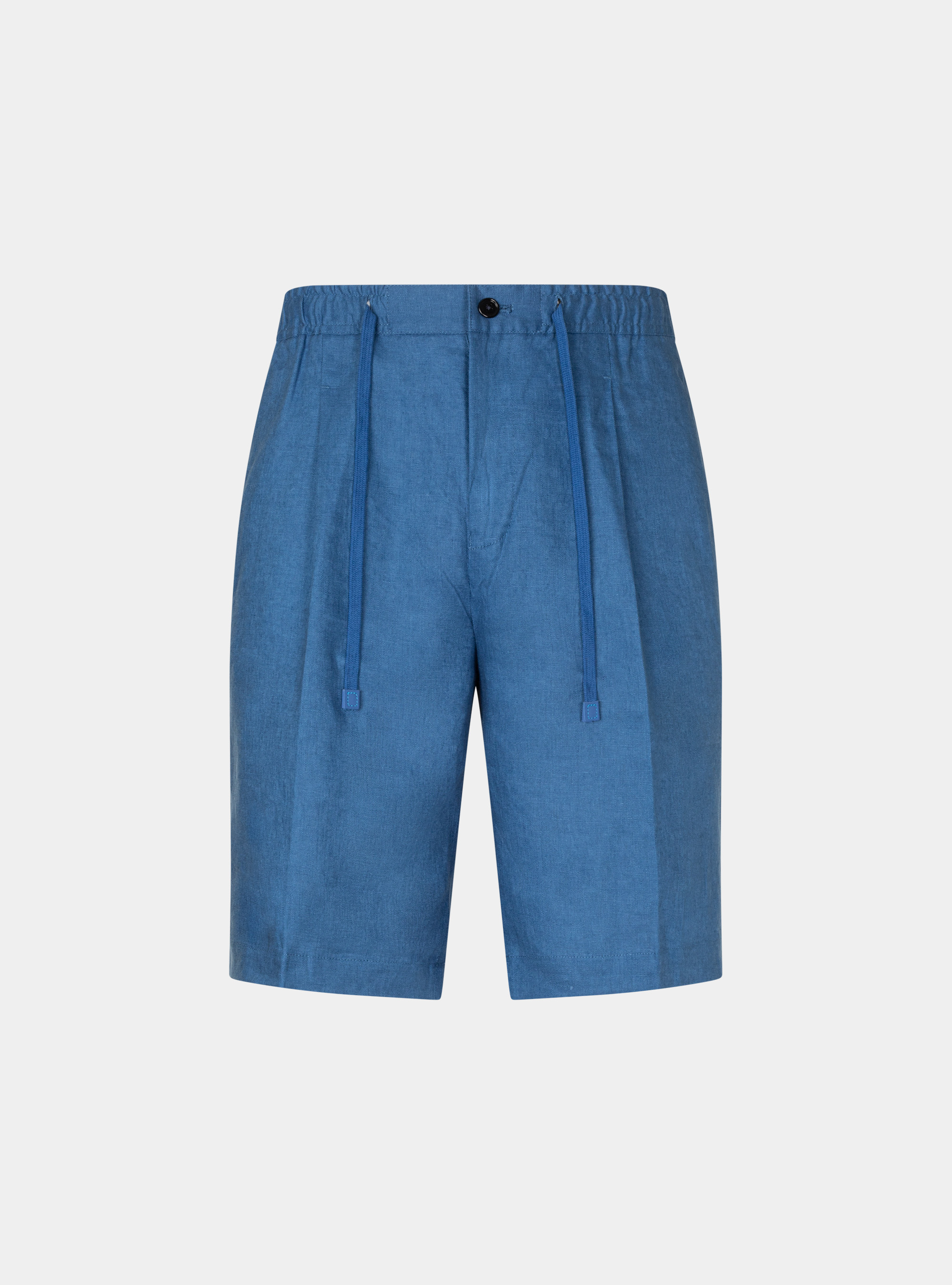 Bermuda tinta unita in lino, 0226C CERULEO