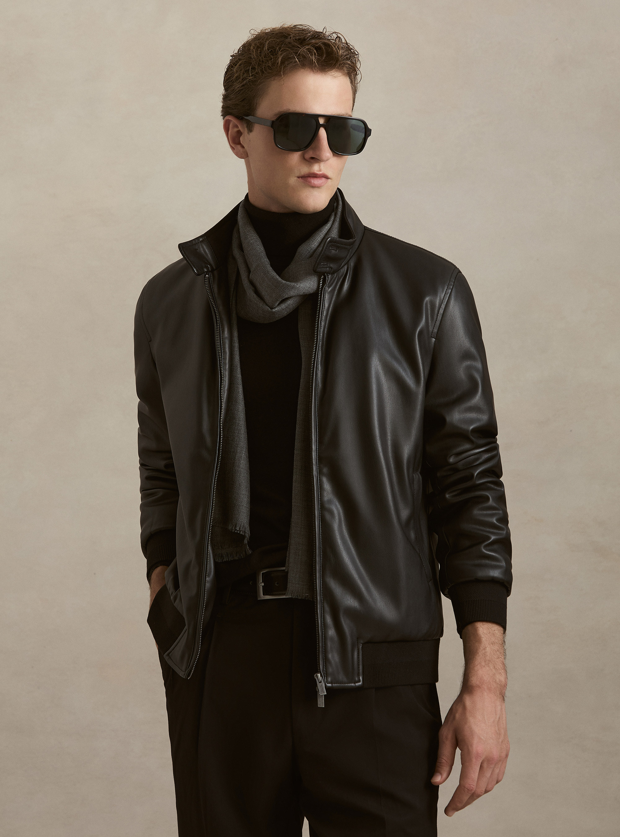 Faux leather jacket, BLACK