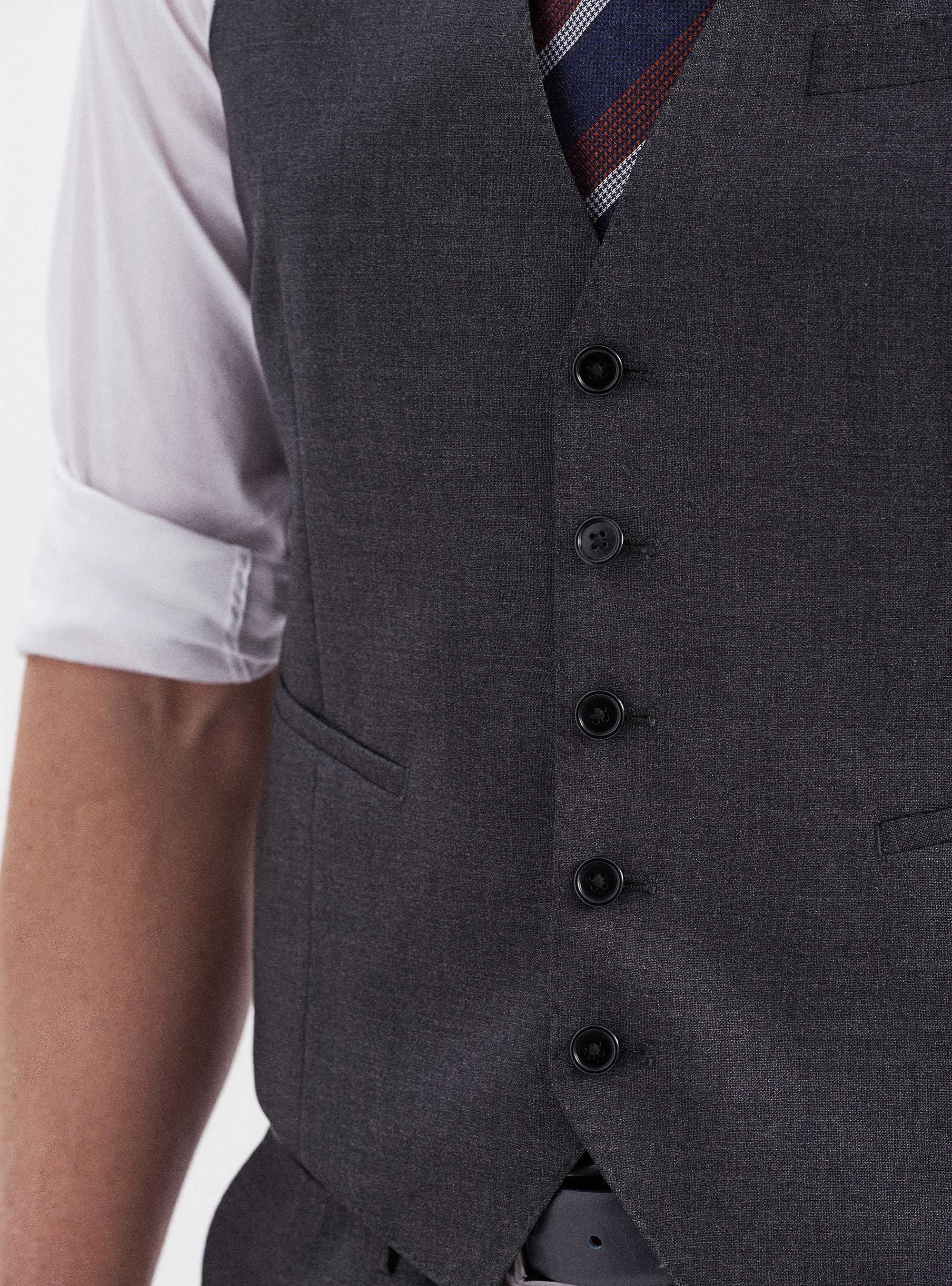 Gilet in tessuto pura lana Vitale Barberis Canonico, ASFALTO