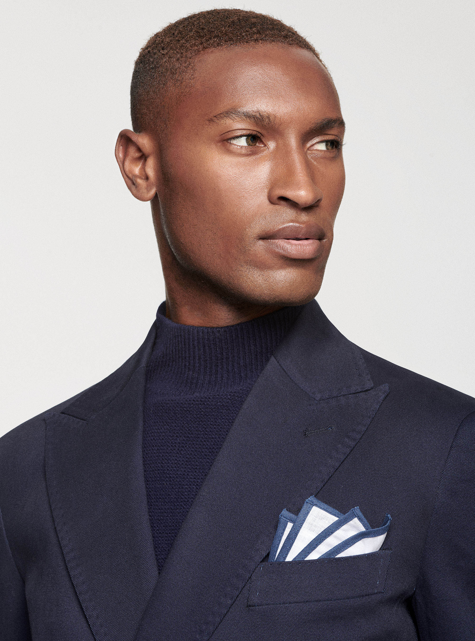 Giacca doppiopetto in cotone smerigliato, BLU NAVY