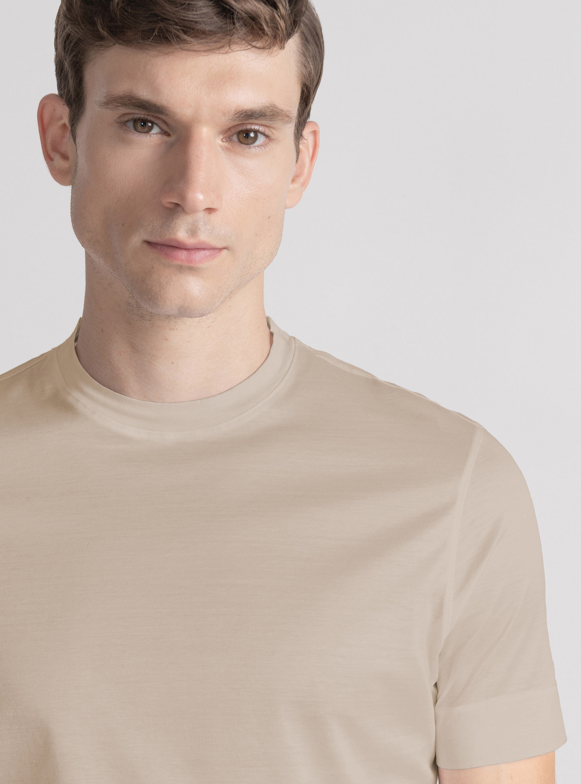 T-shirt mezza manica in filo di Scozia, SABBIA