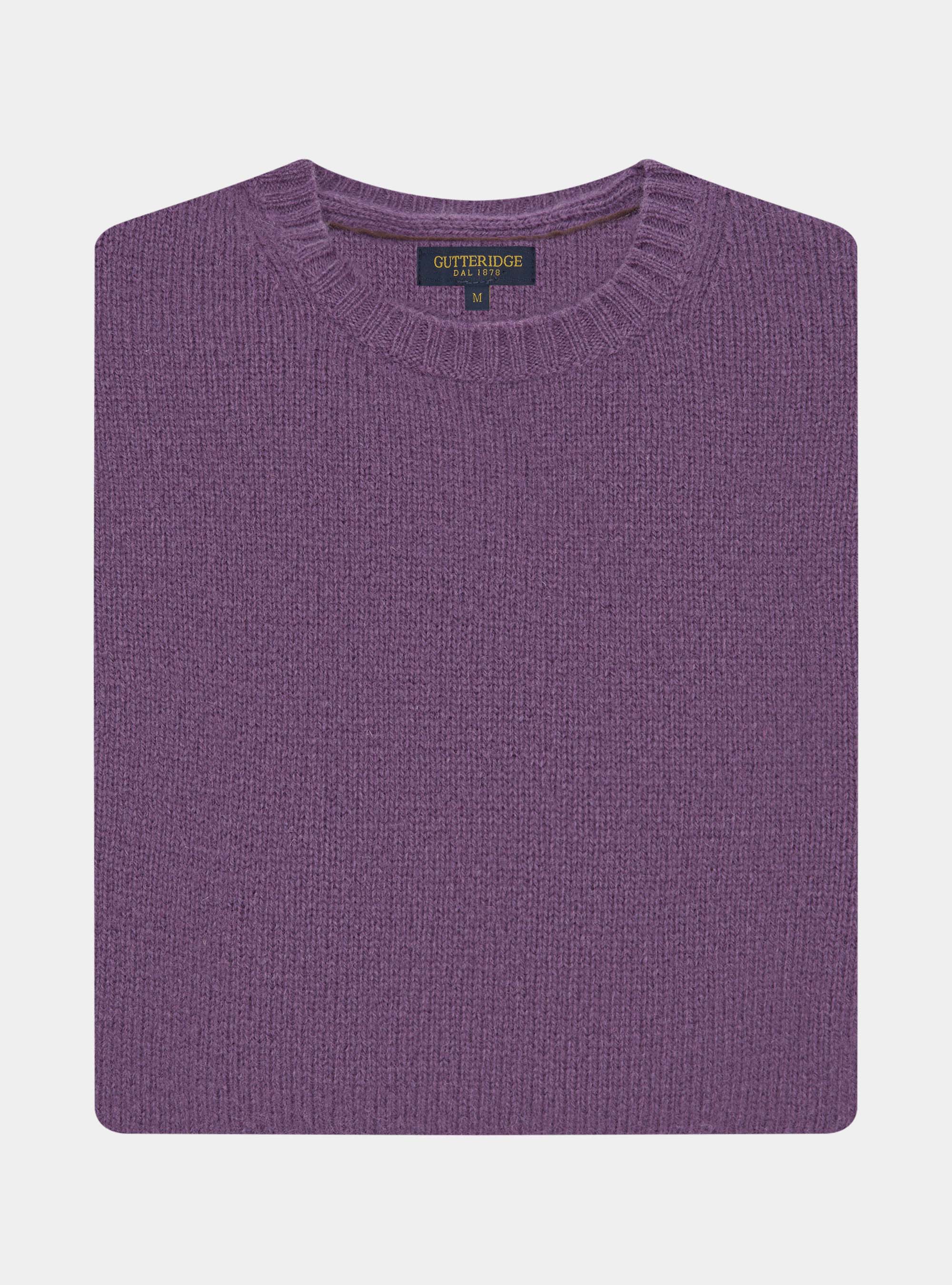 Maglia girocollo in lana shetland, LILLA SCURO 0464C