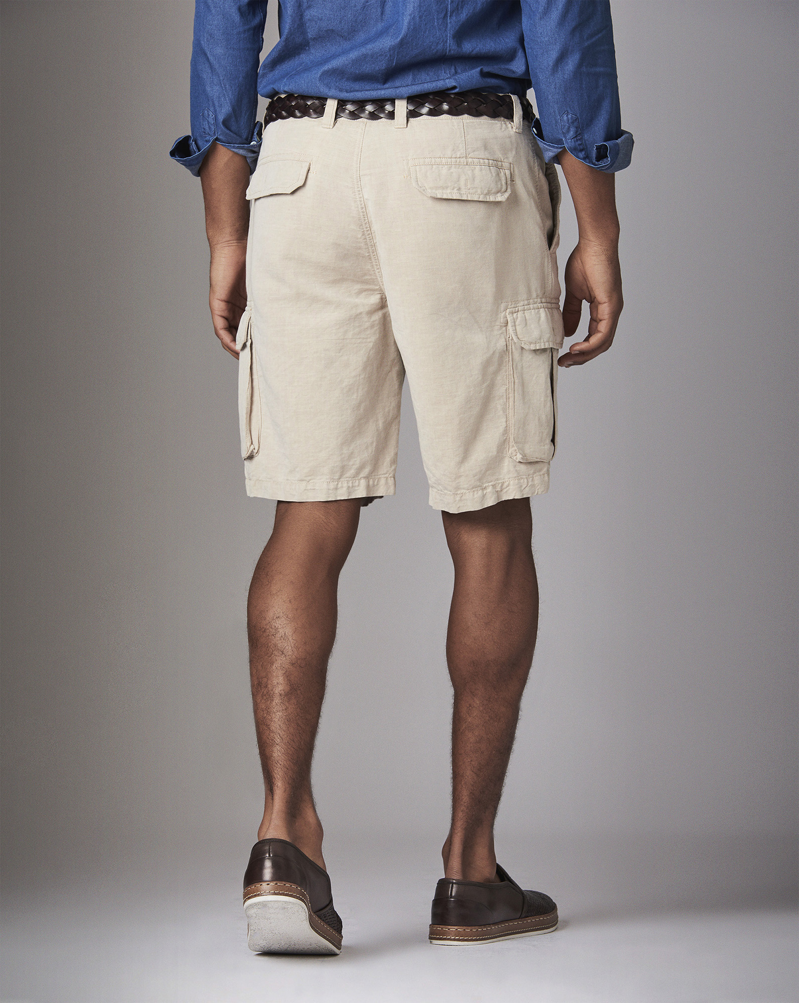 Linen cargo bermuda short, ECRU