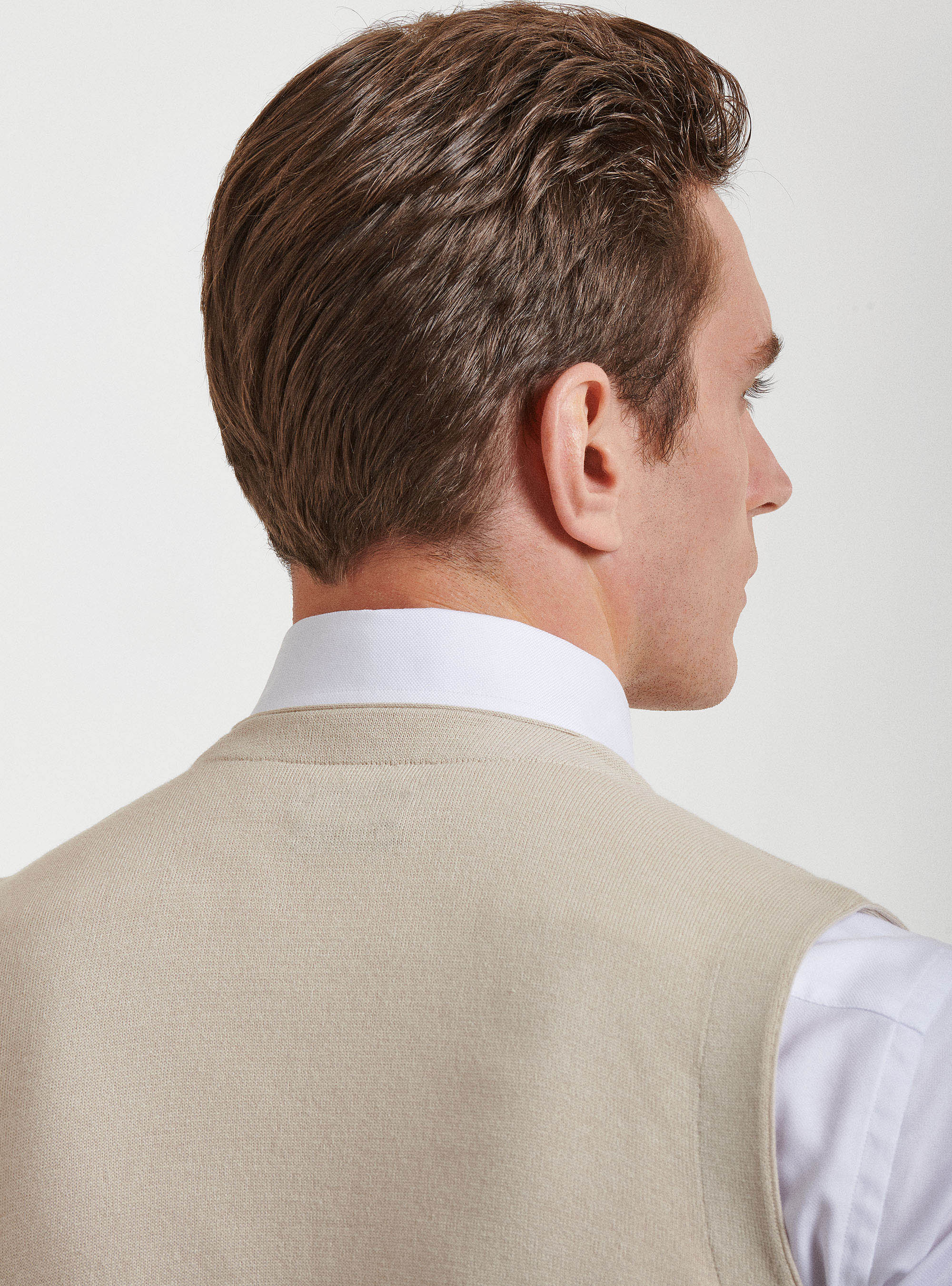 Gilet doppiopetto in maglia in puro cotone extrafine, ECRU