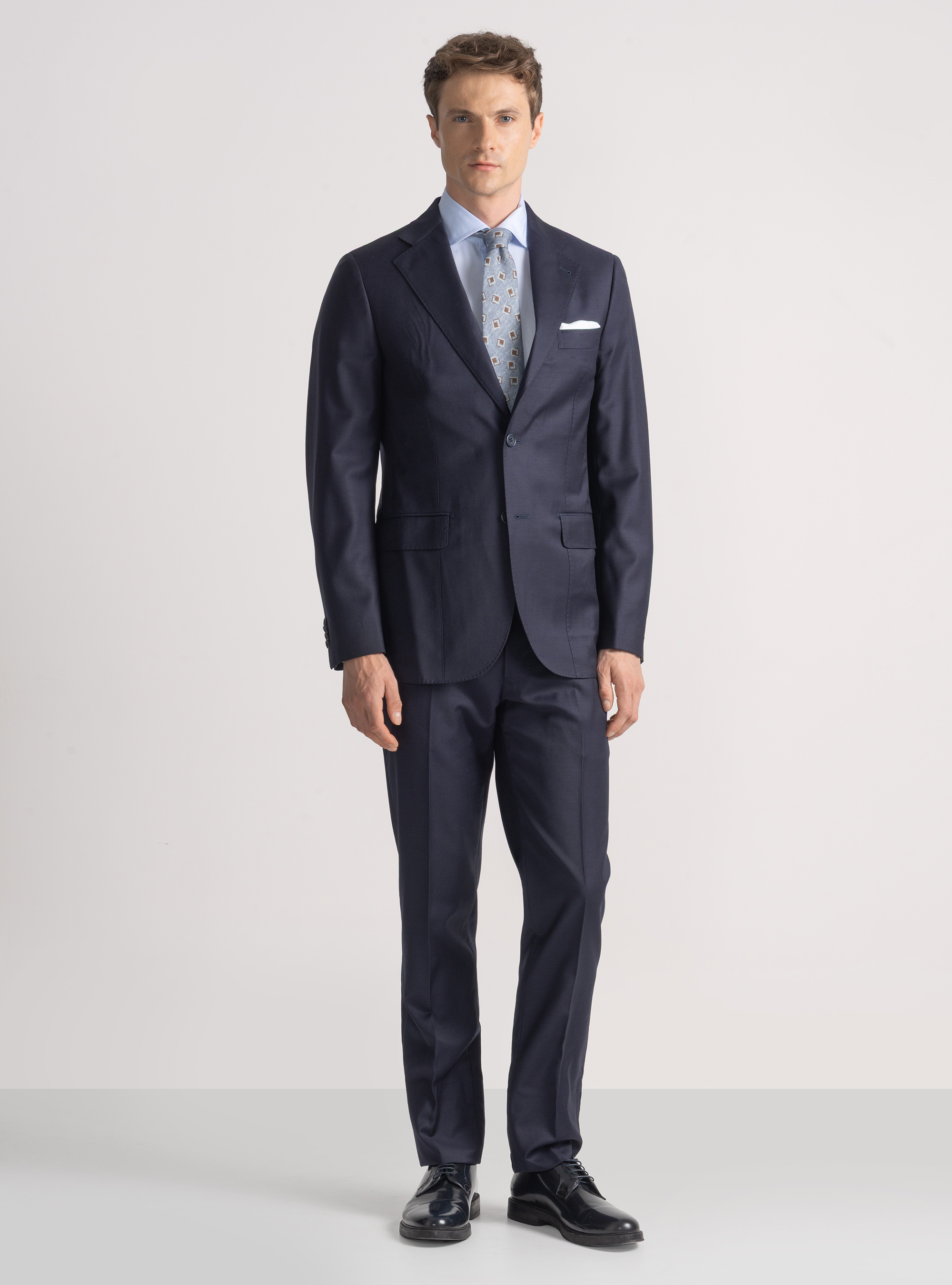 Abito blu navy in pura lana superfine 120's, 