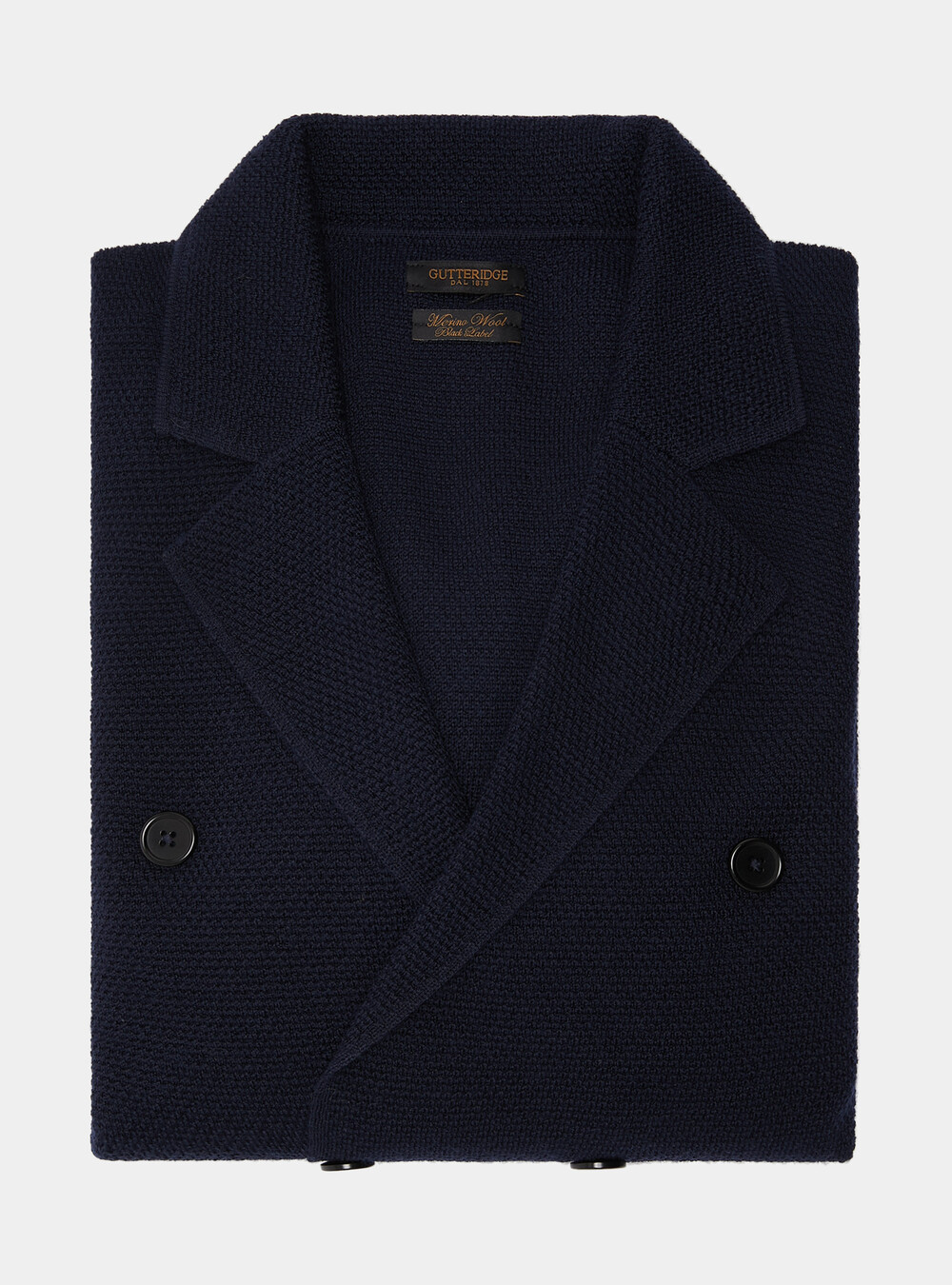 Giacca in maglia doppiopetto in lana merino, BLU NAVY