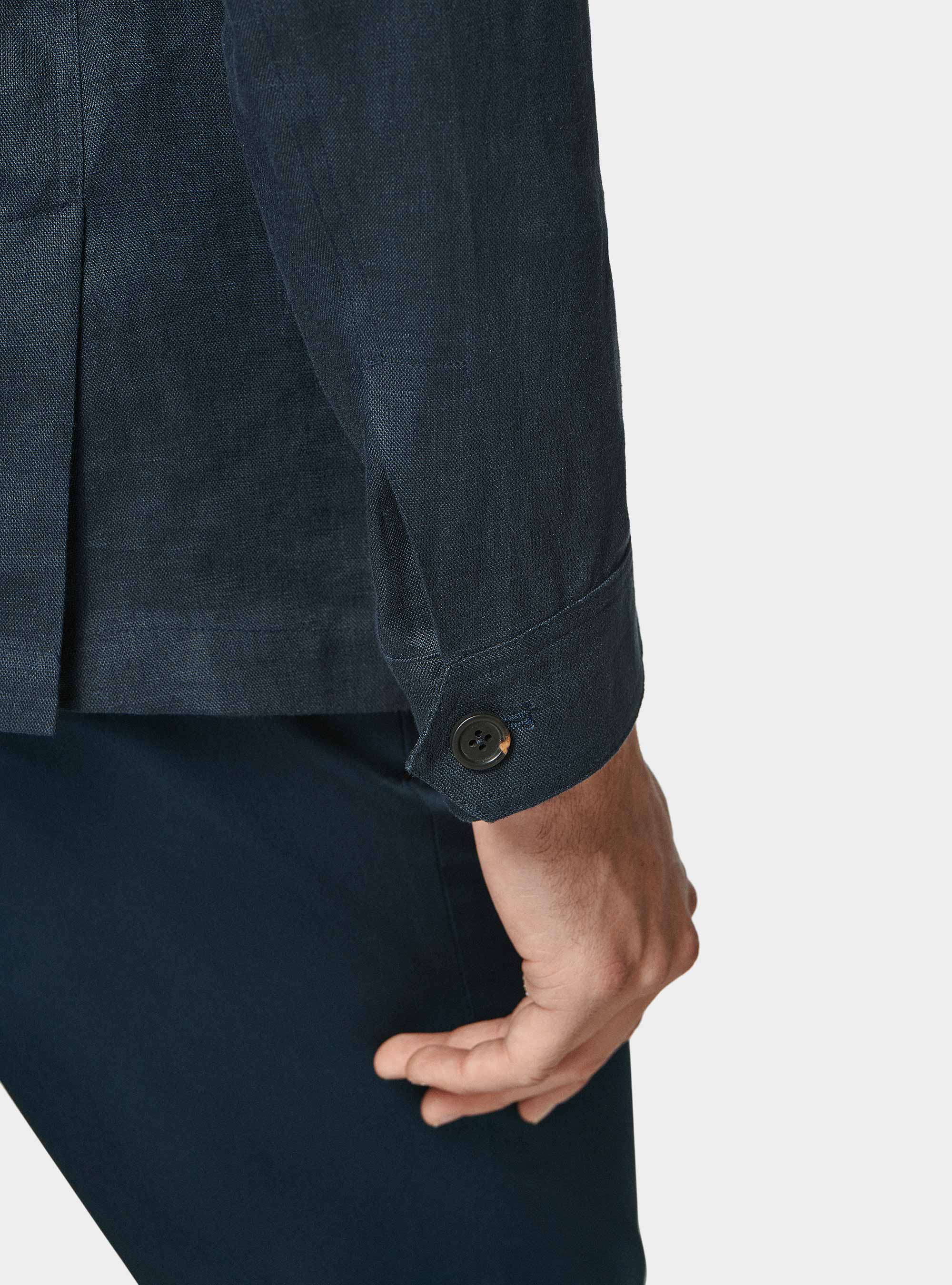 Field jacket in pure linen, NAVY BLUE