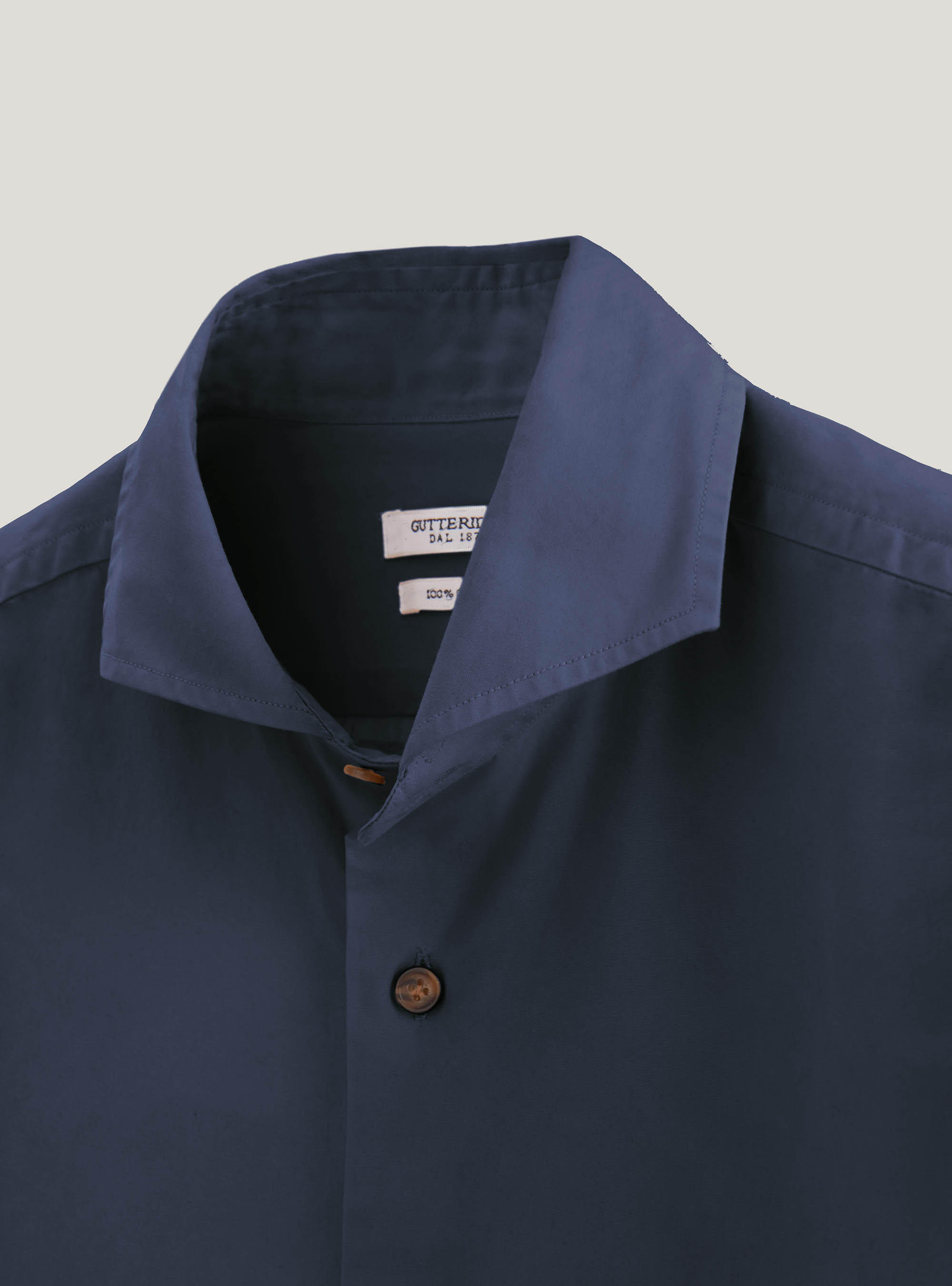 Dyed French collar shirt, BLUE