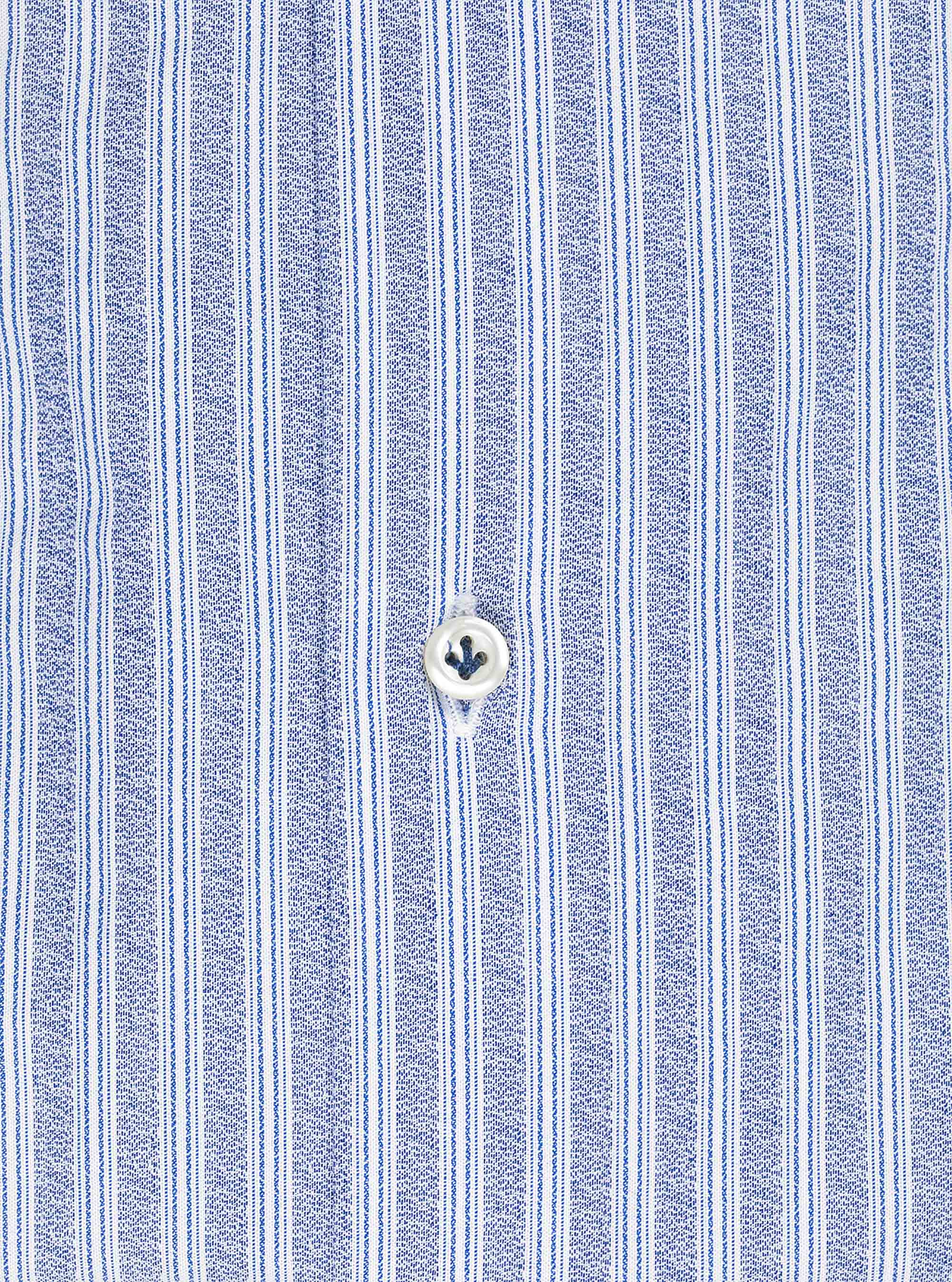 French collar shirt in 100% striped cotton, BLUE