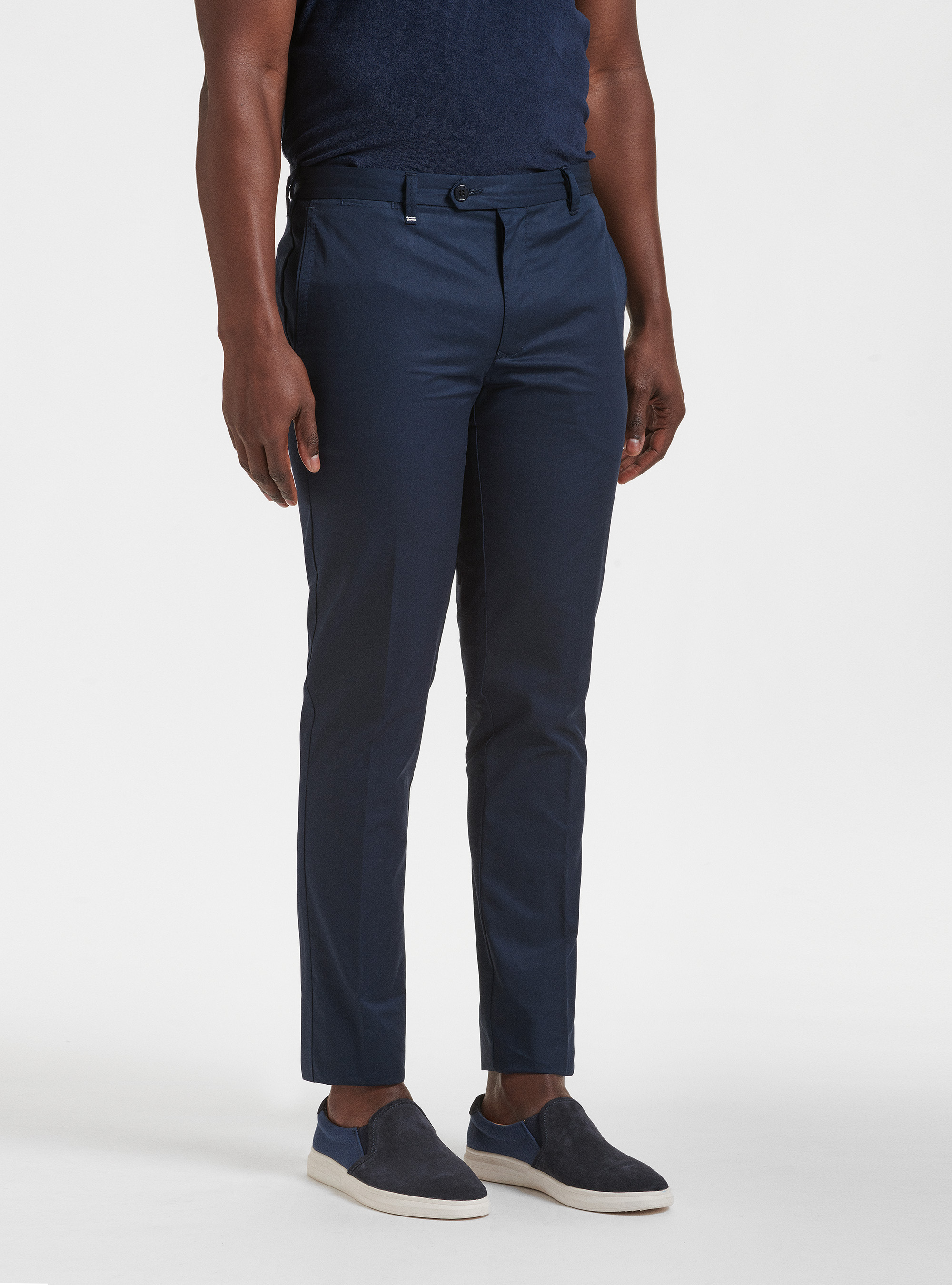 Pantaloni slim fit in twill leggero, BLU NAVY