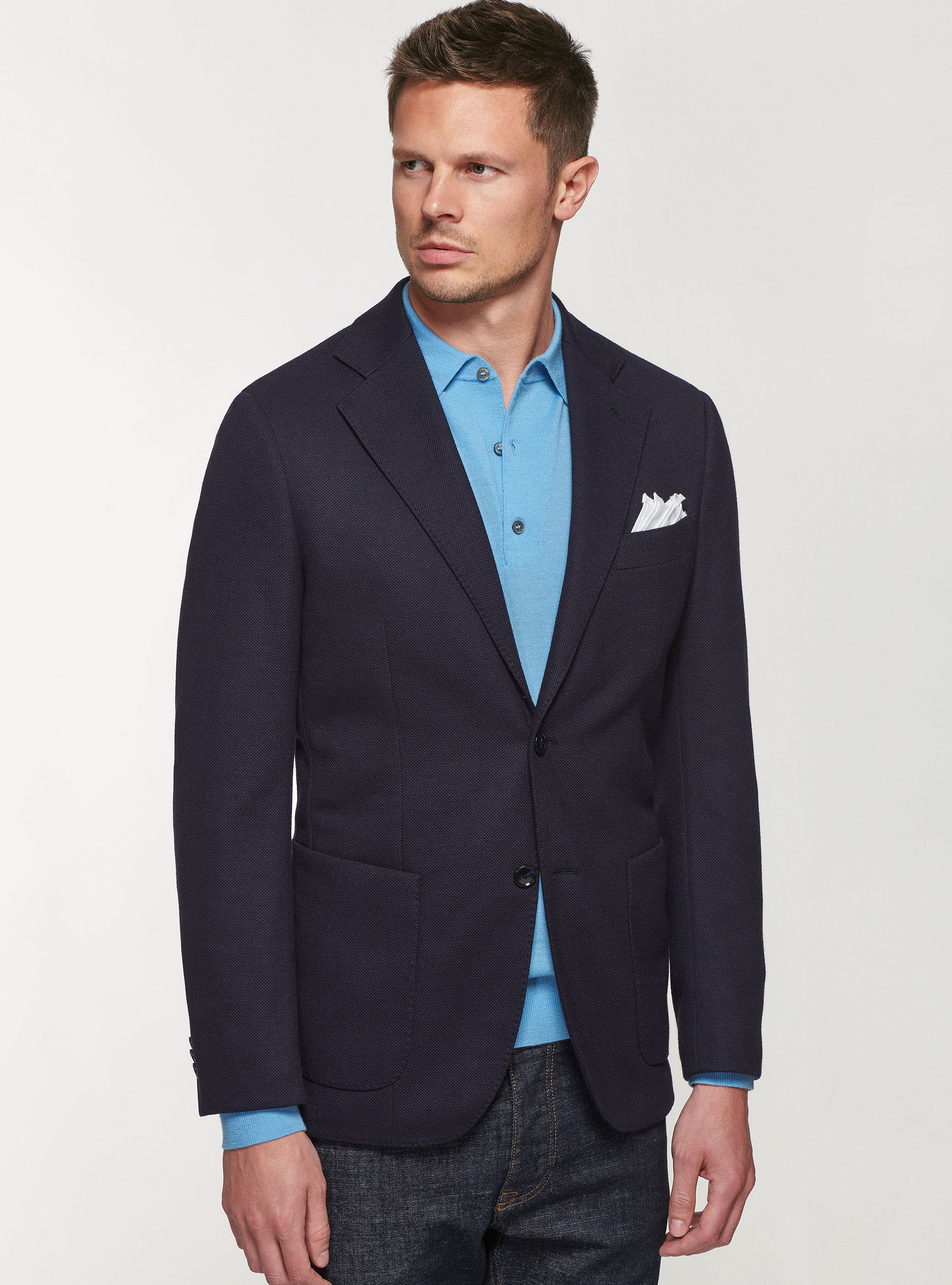 Giacca sfoderata in jersey, BLU NAVY