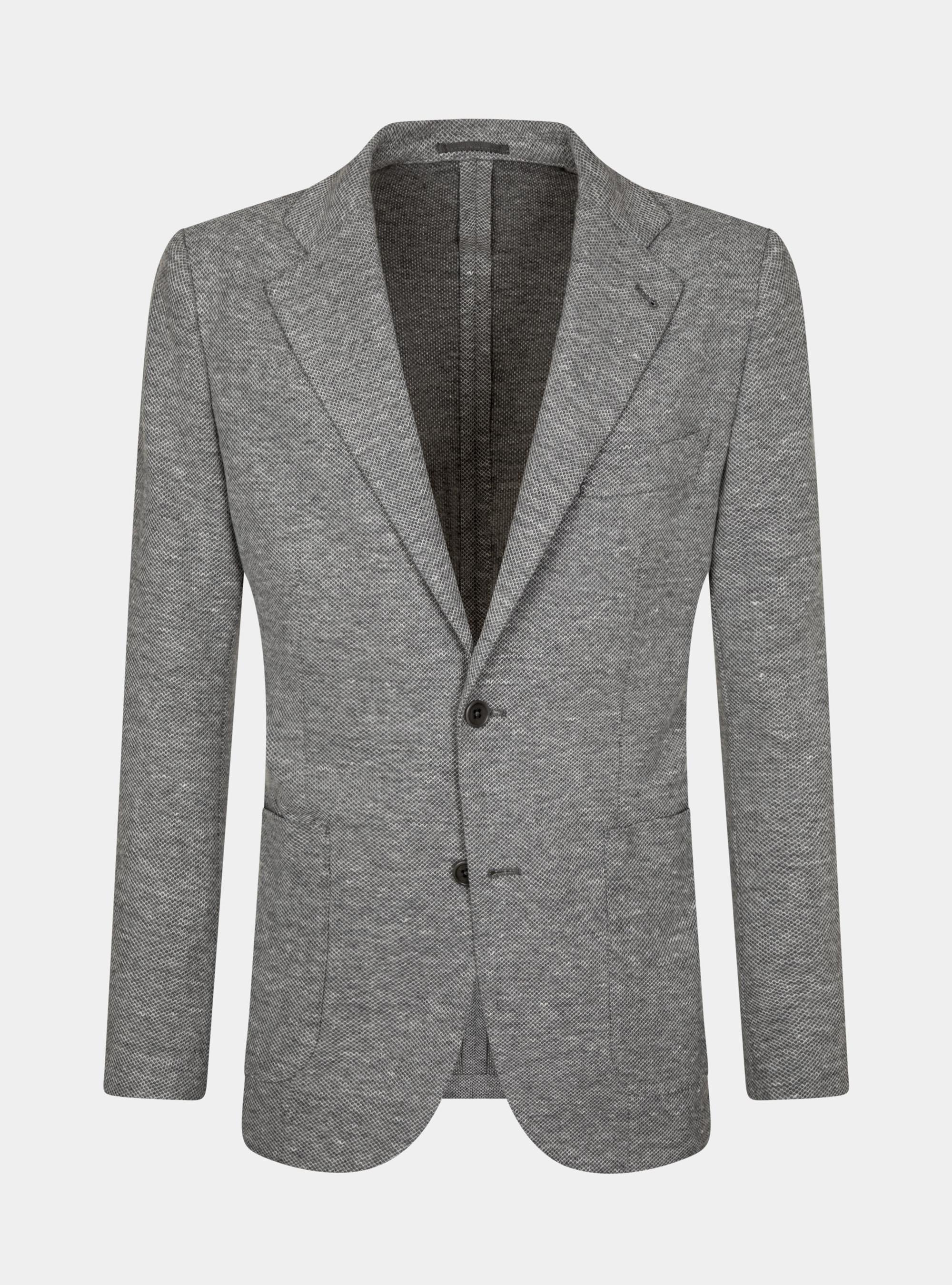 Wool and linen jersey blazer, LIGHT GREY MELANGE