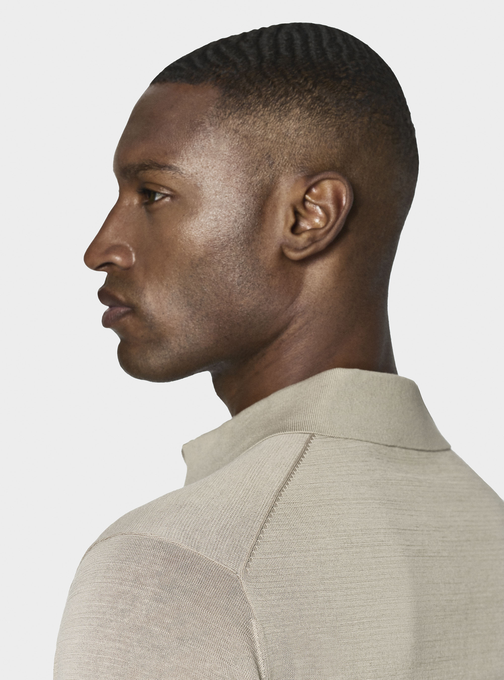 Maglia a polo in cotone e seta, SABBIA