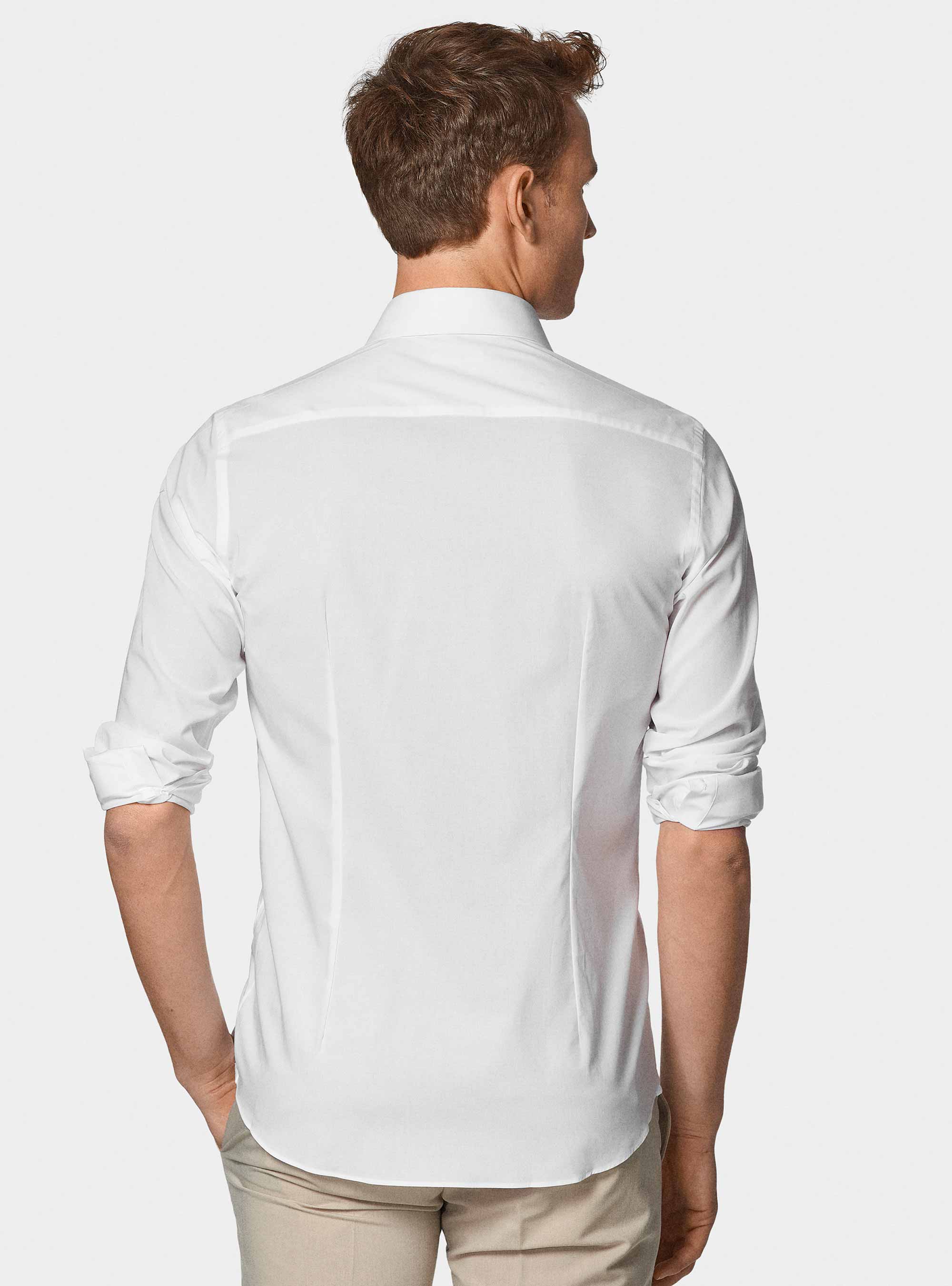 Chemise en popeline stretch, BLANC