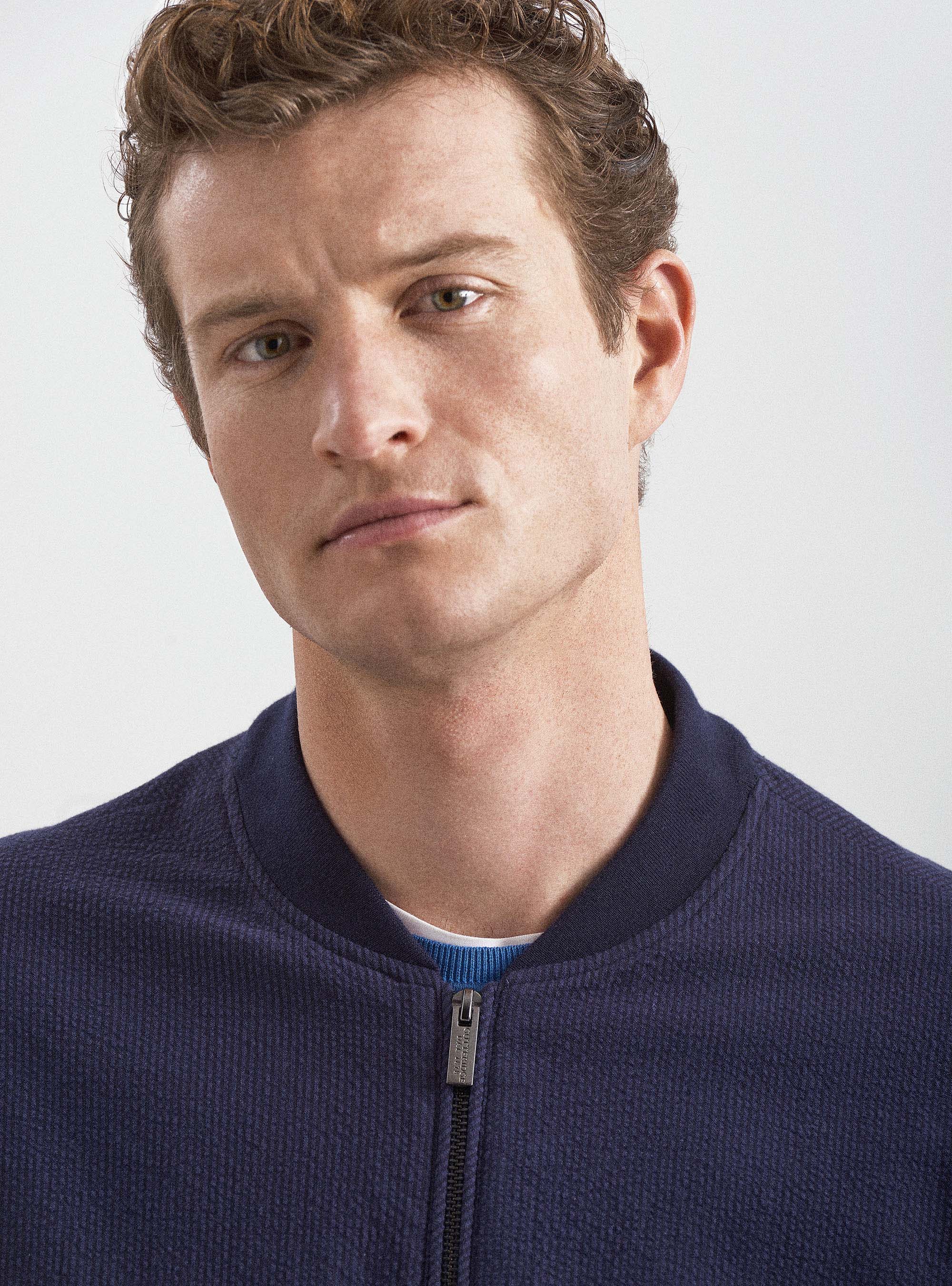 Bomber seersucker, BLU NAVY