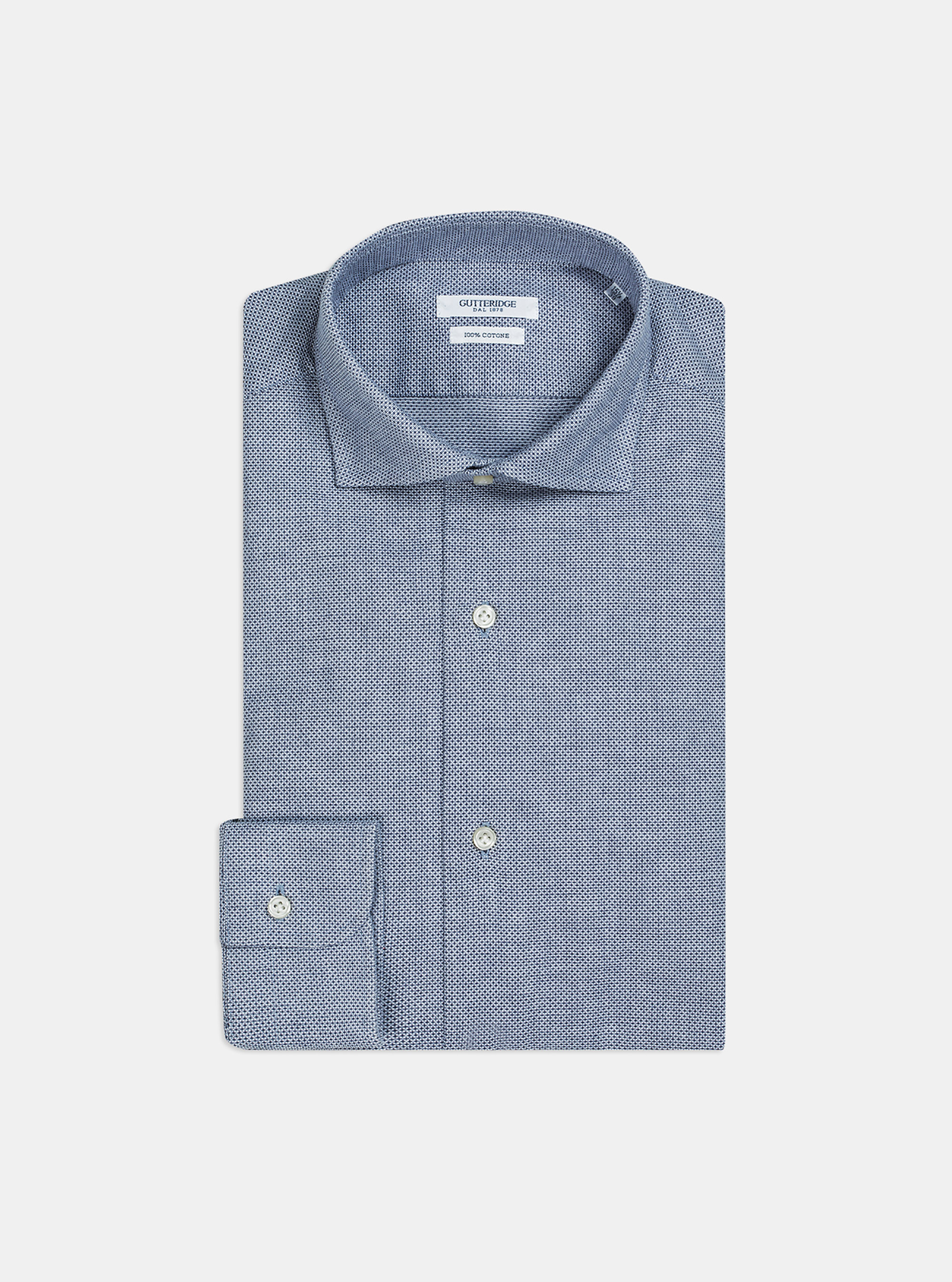 Camicia in cotone operato, BLU NAVY