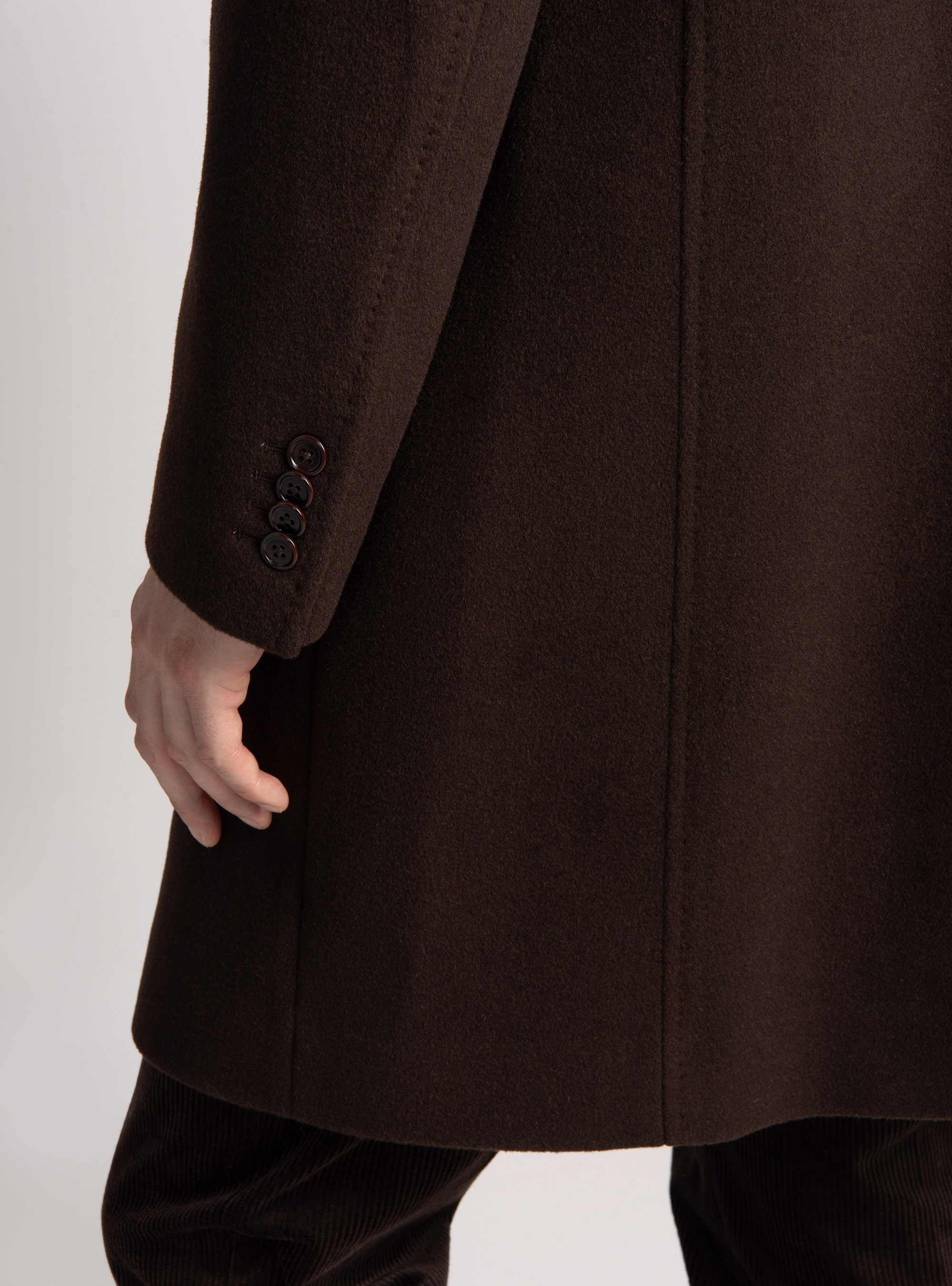 Abrigo de lana y cachemira, MARRON