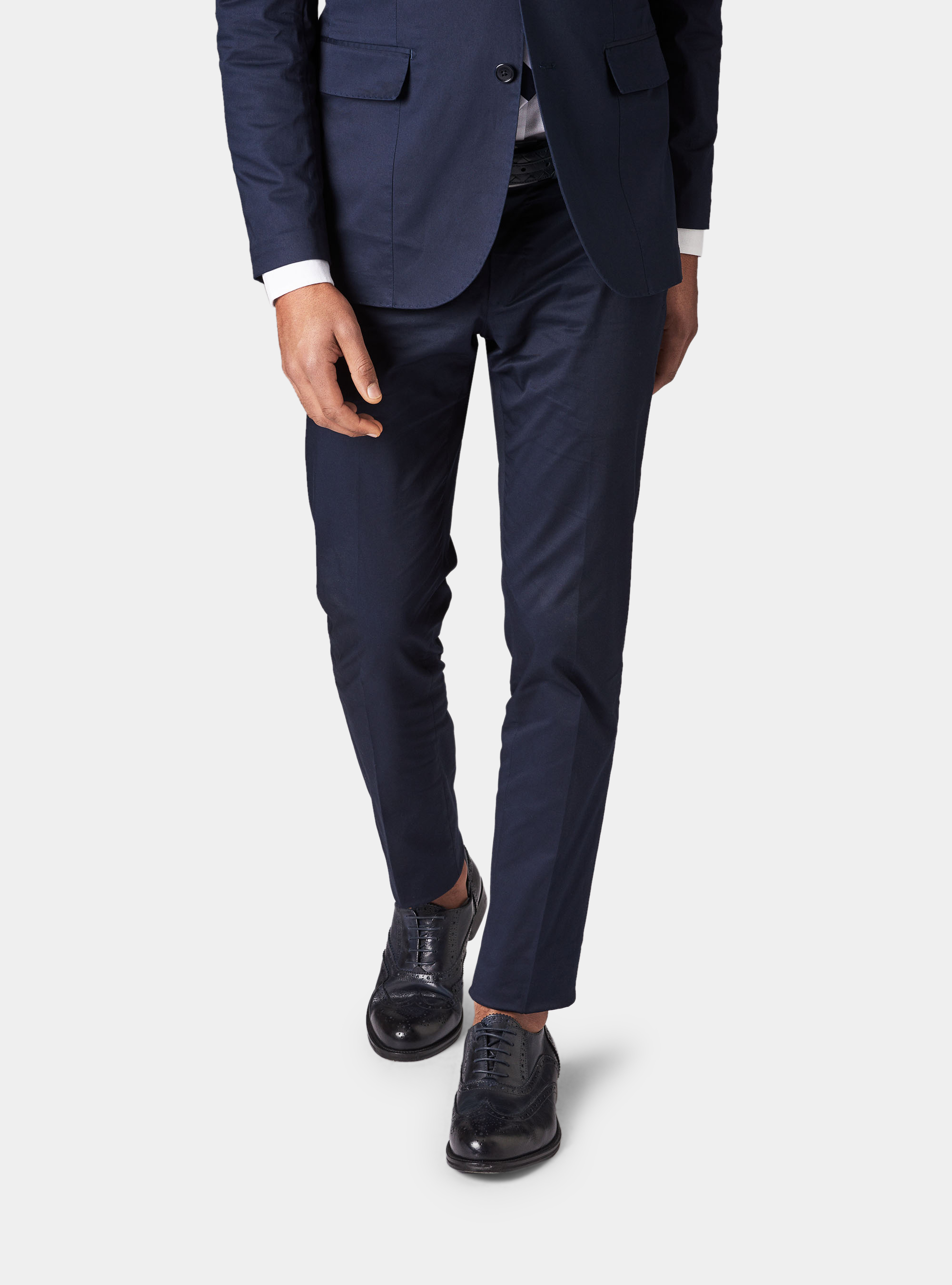 Pantalone per abito in cotone superior, BLU NAVY