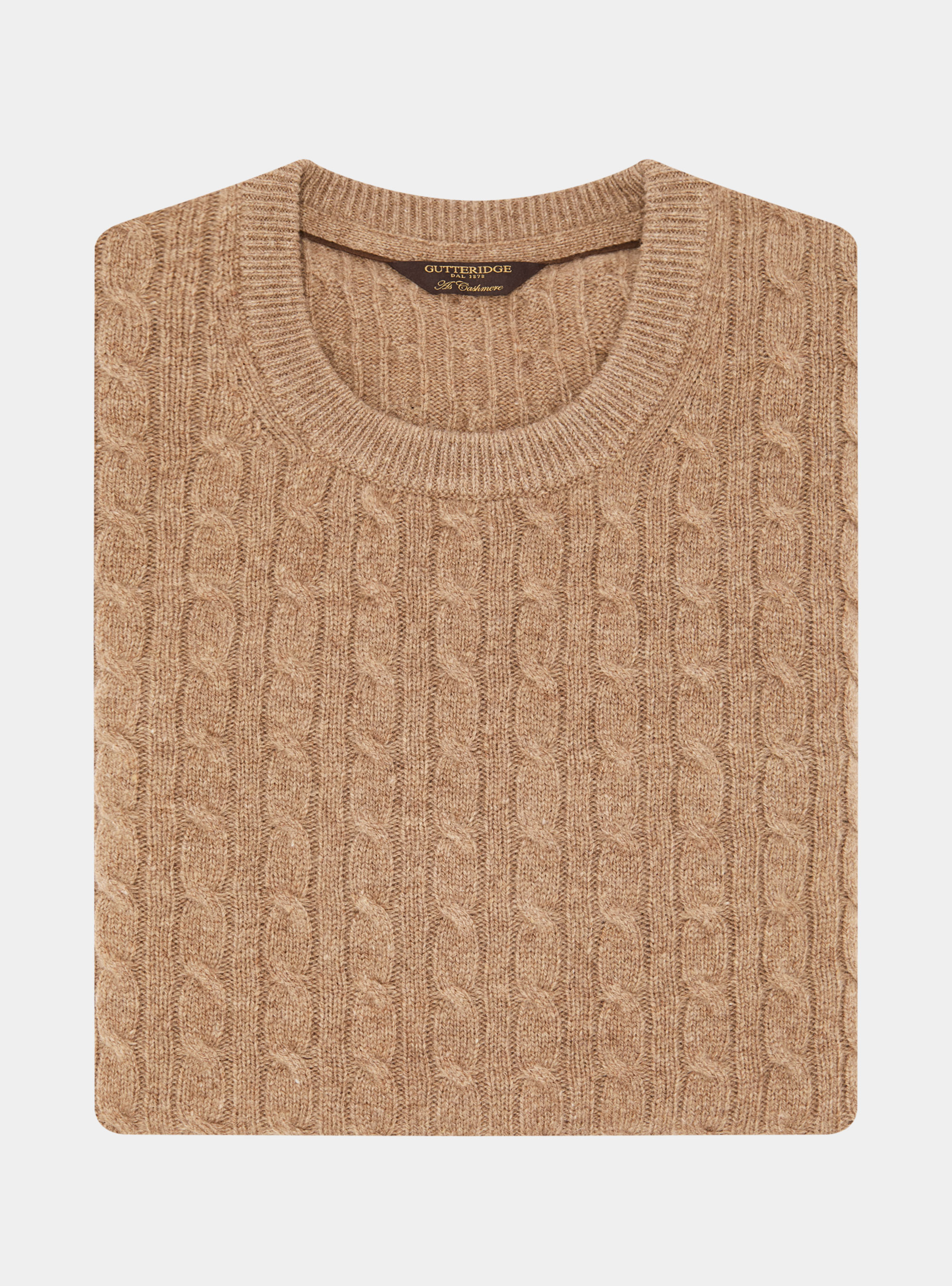Cashmere wool crew-neck sweater with braid, CAMMELLO 0570C