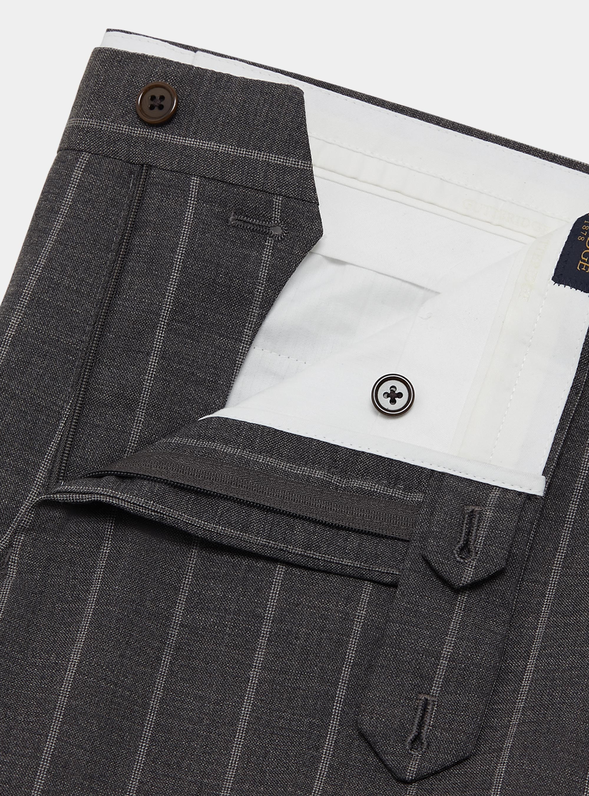 Pantalon marron en pure laine à rayures, BOUE