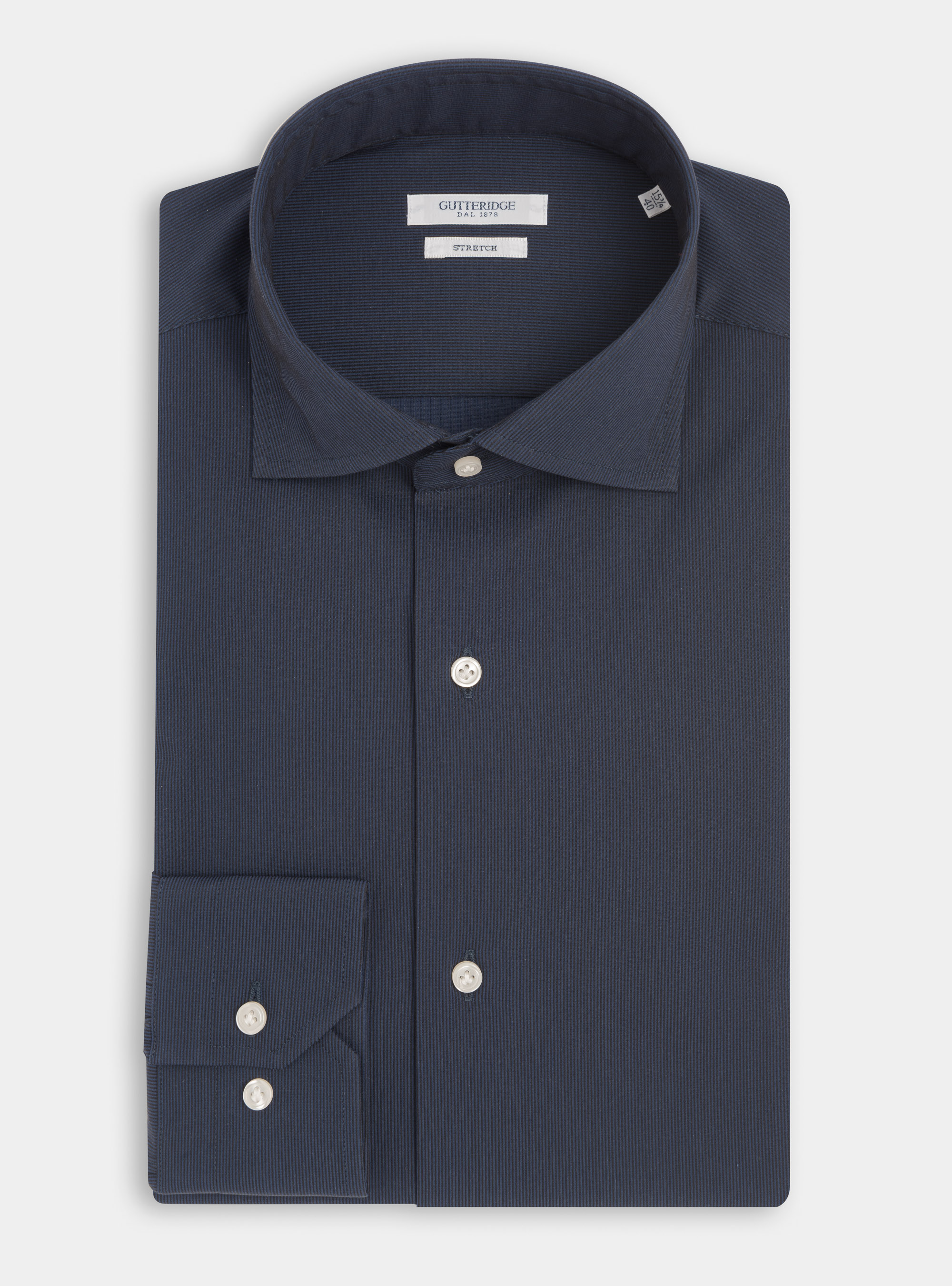 Camicia slim fit in piquest di cotone stretch, BLU NAVY