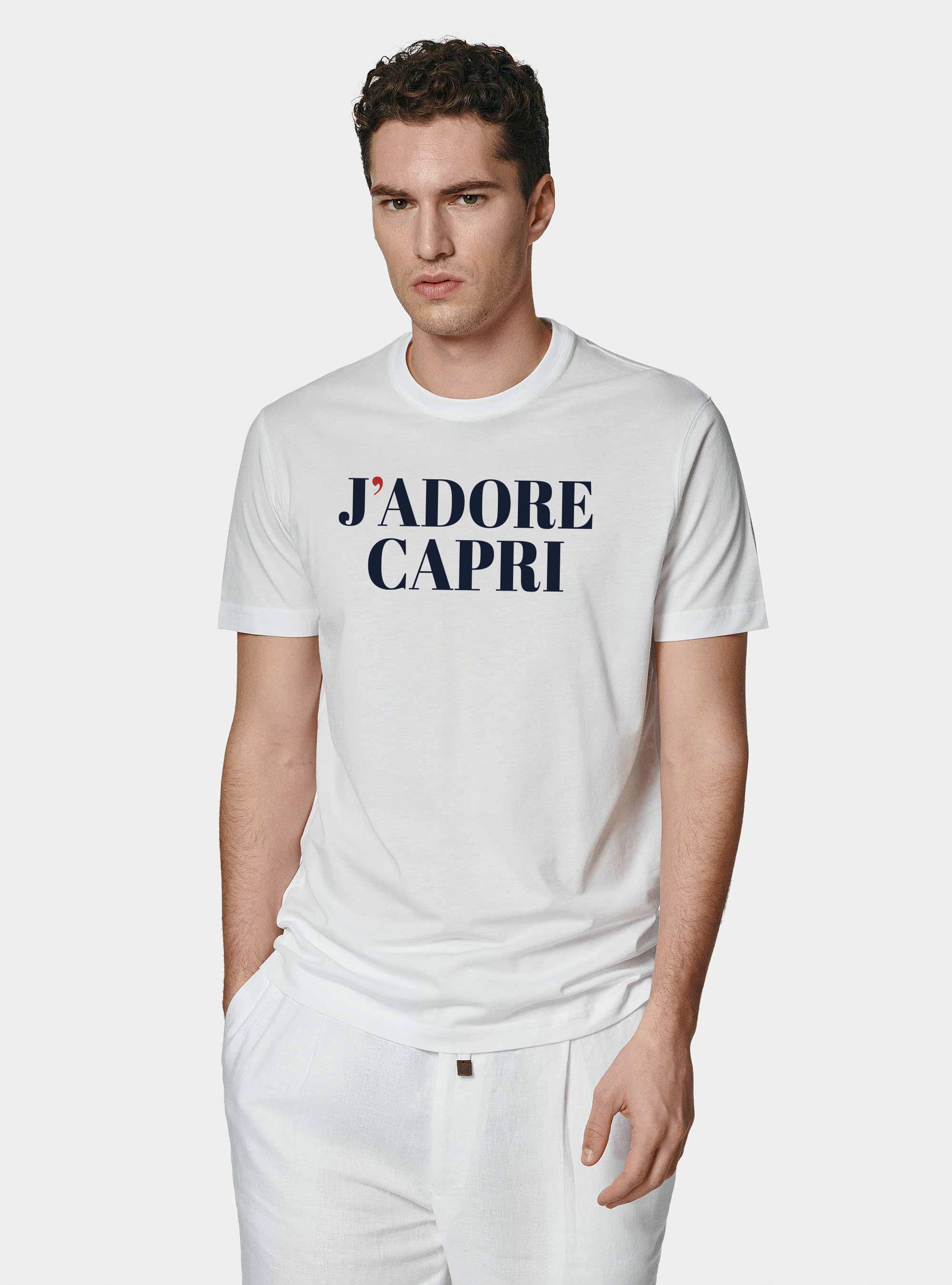 T-shirt in cotone Supima con stampa J'adore Capri