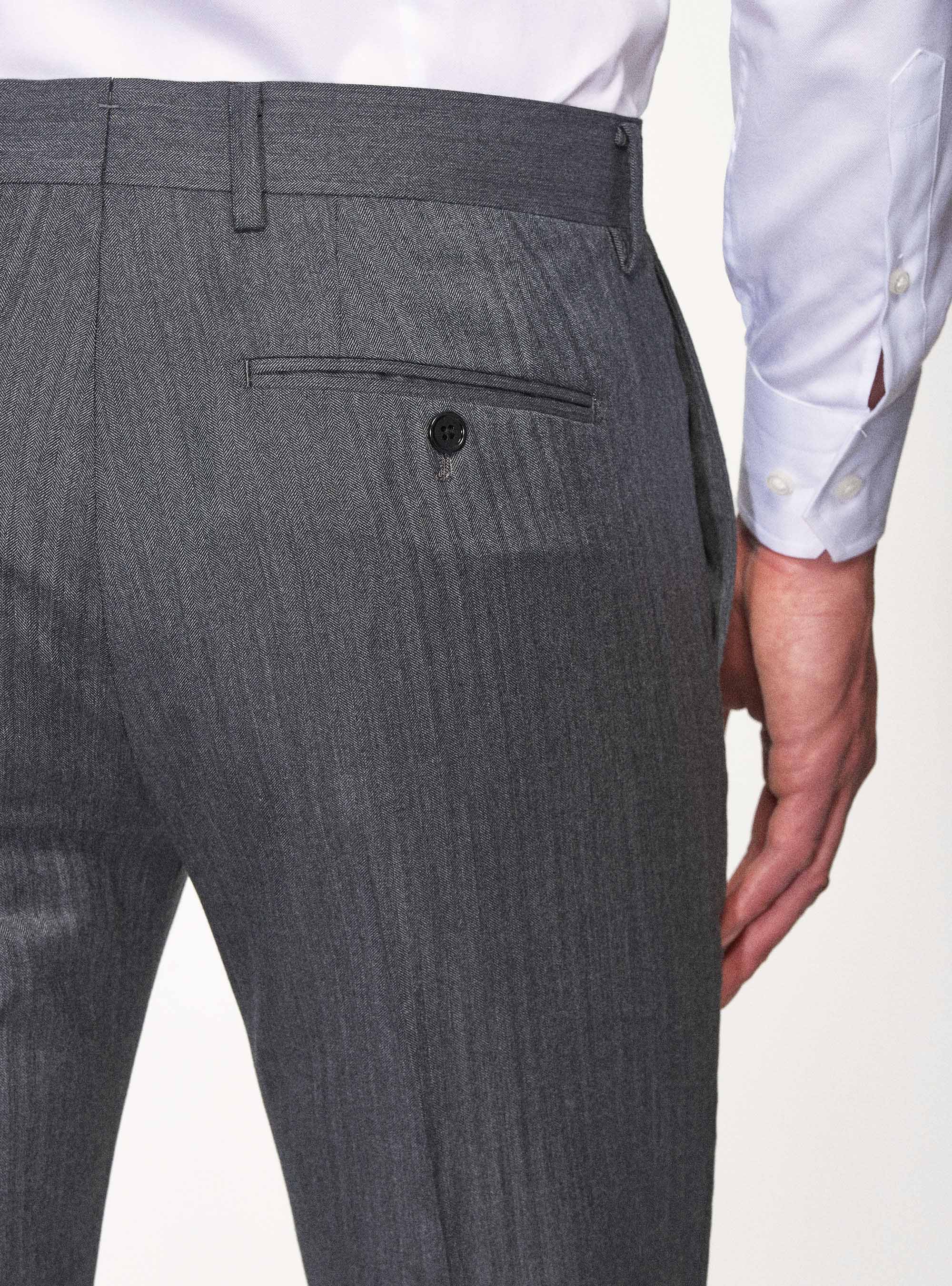 Pantaloni per abito in pura lana spigata superfine 110's Vitale Barberis Canonico, GRIGIO MELANGE 0151C