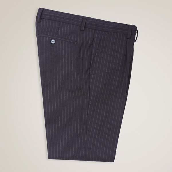 Pinstripe wool pants with drawstring, NAVY BLUE