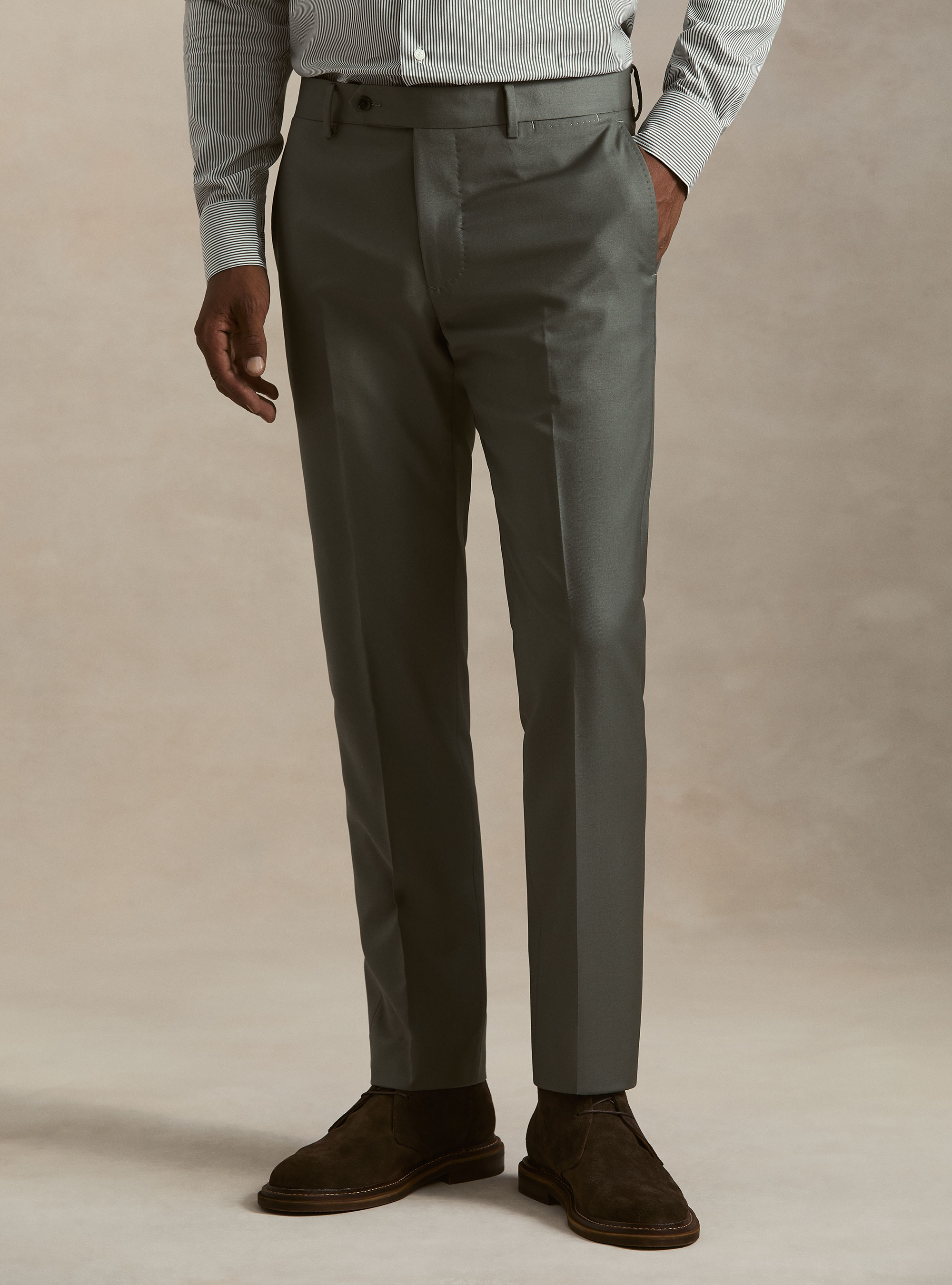Suit trousers in pure wool by Vitale Barberis Canonico, SALVIA 0602C