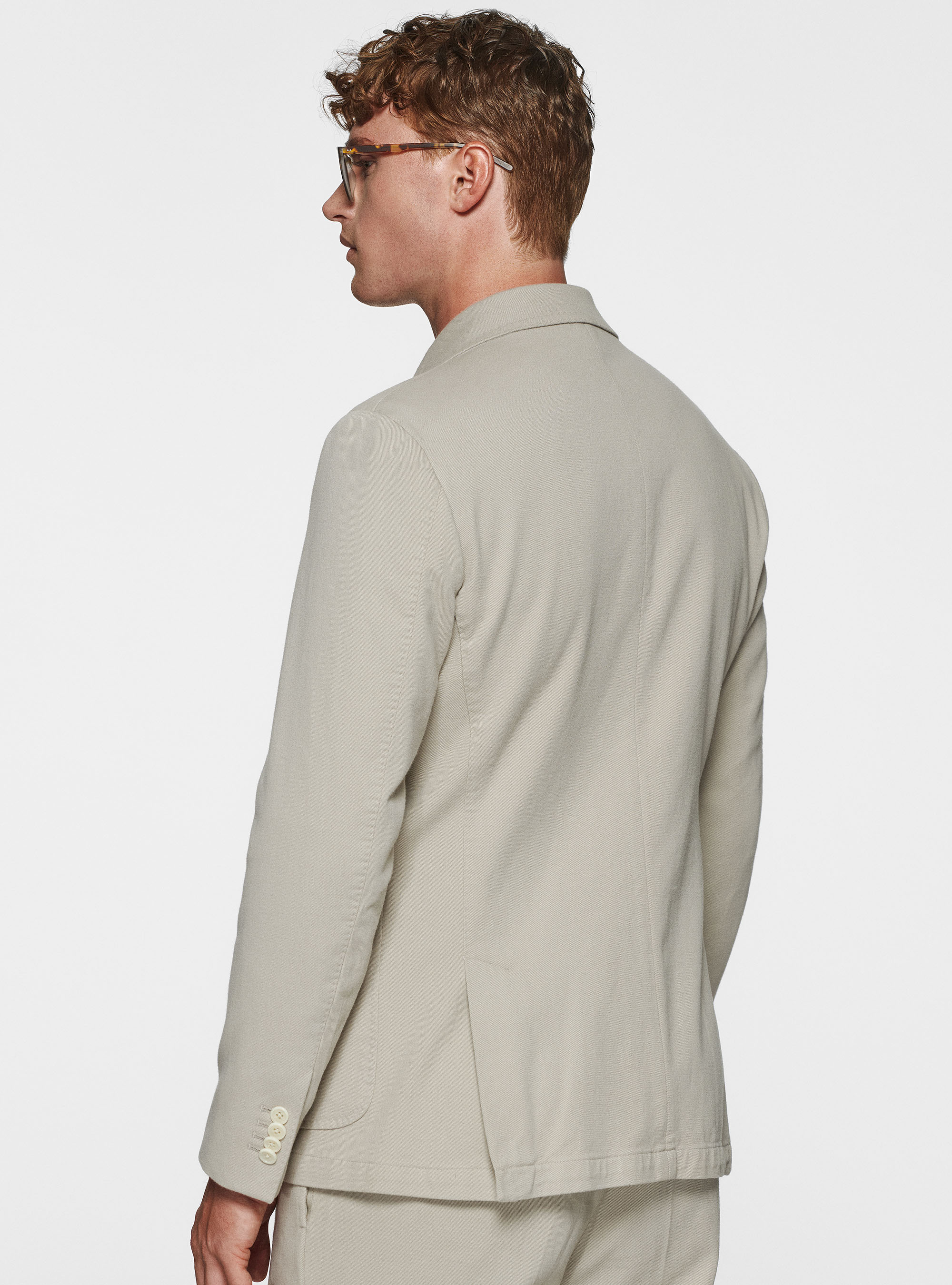 Giacca doppiopetto in cotone cashmere, ECRU