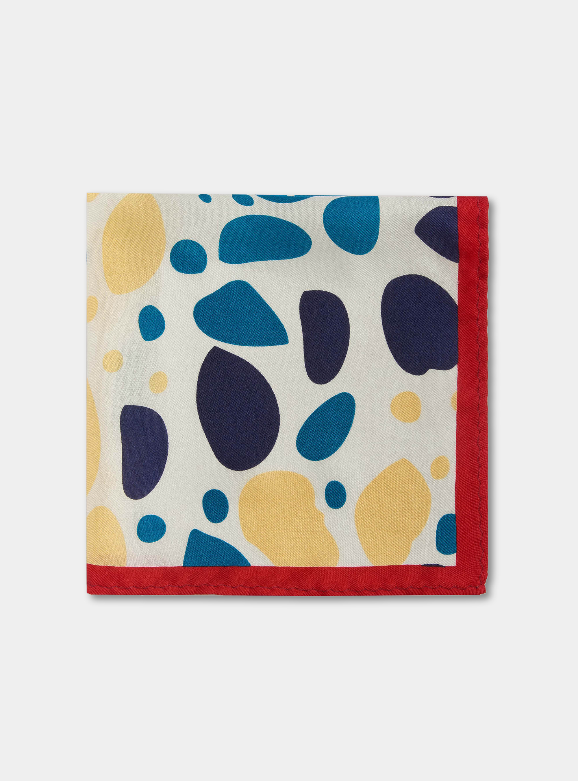 Pochette macro fantasia in seta stampata., ROSSO 0300C