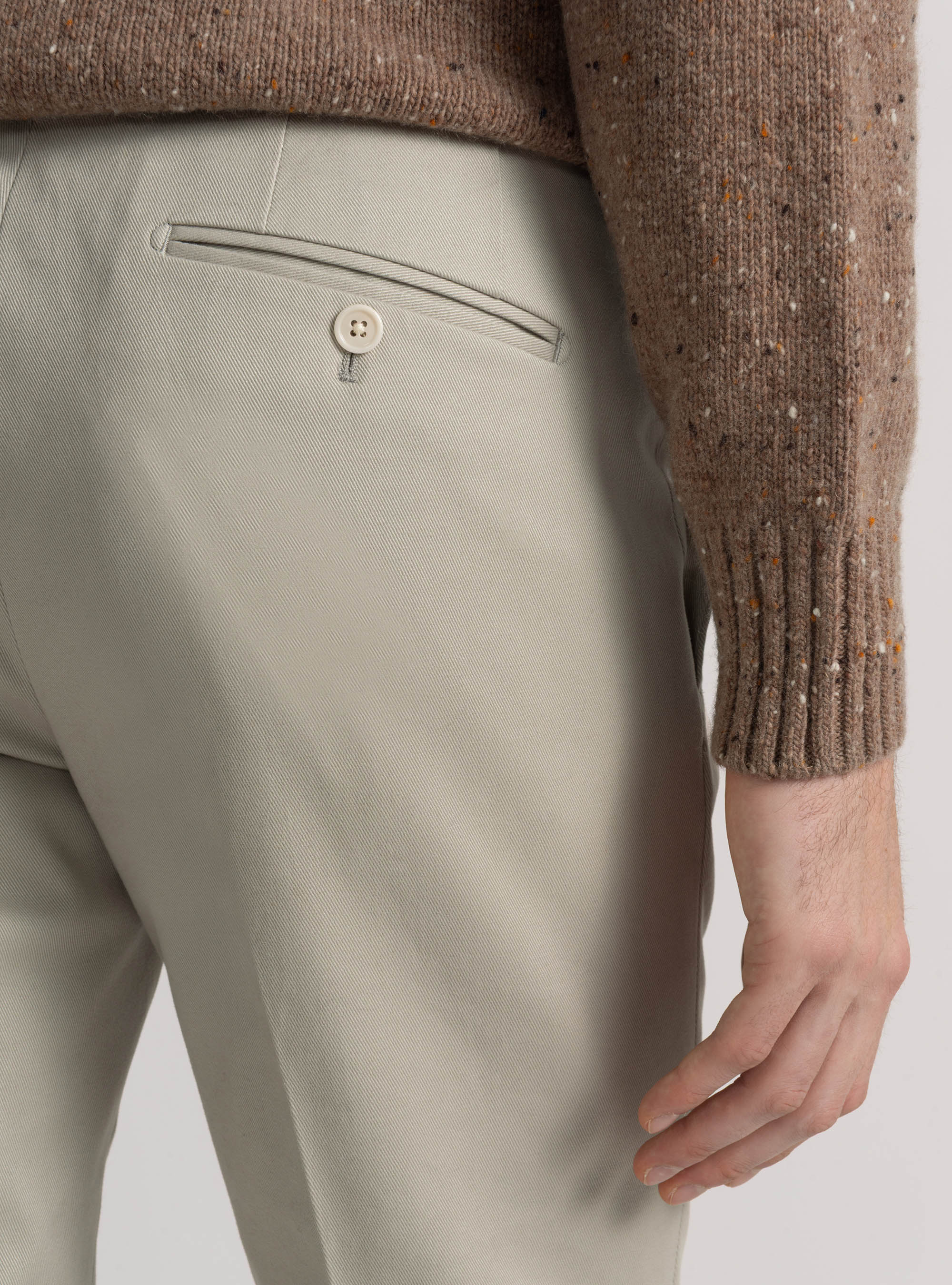 Pantaloni in cotone smerigliato, ECRU
