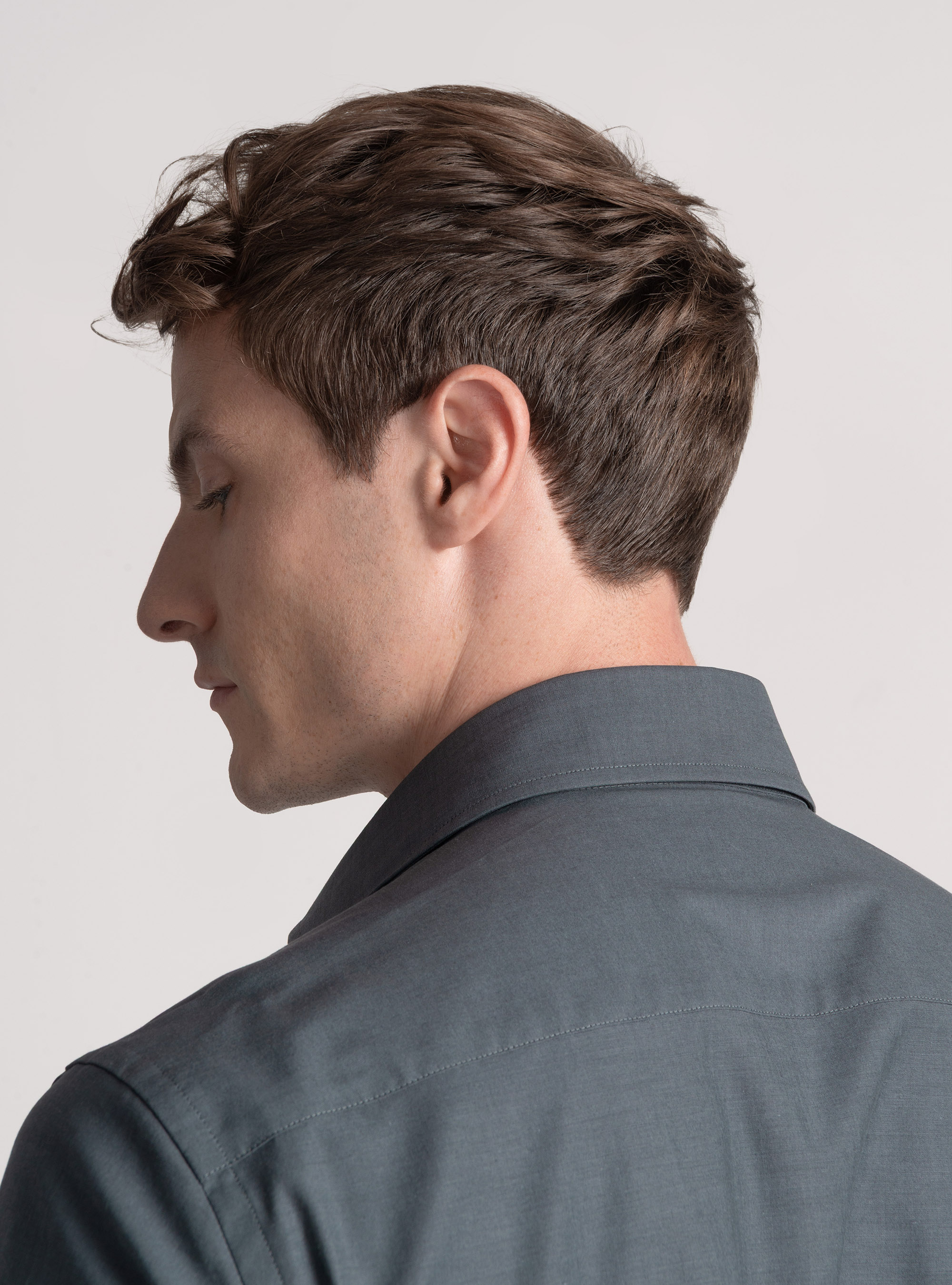 Cotton poplin stretch shirt, GREY