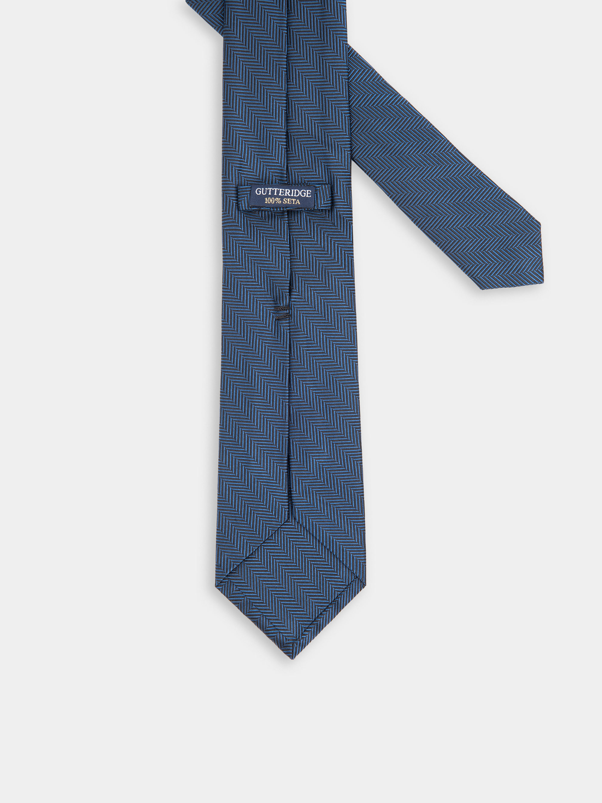 Cravatta in seta fantasia spigata, BLU ROYAL