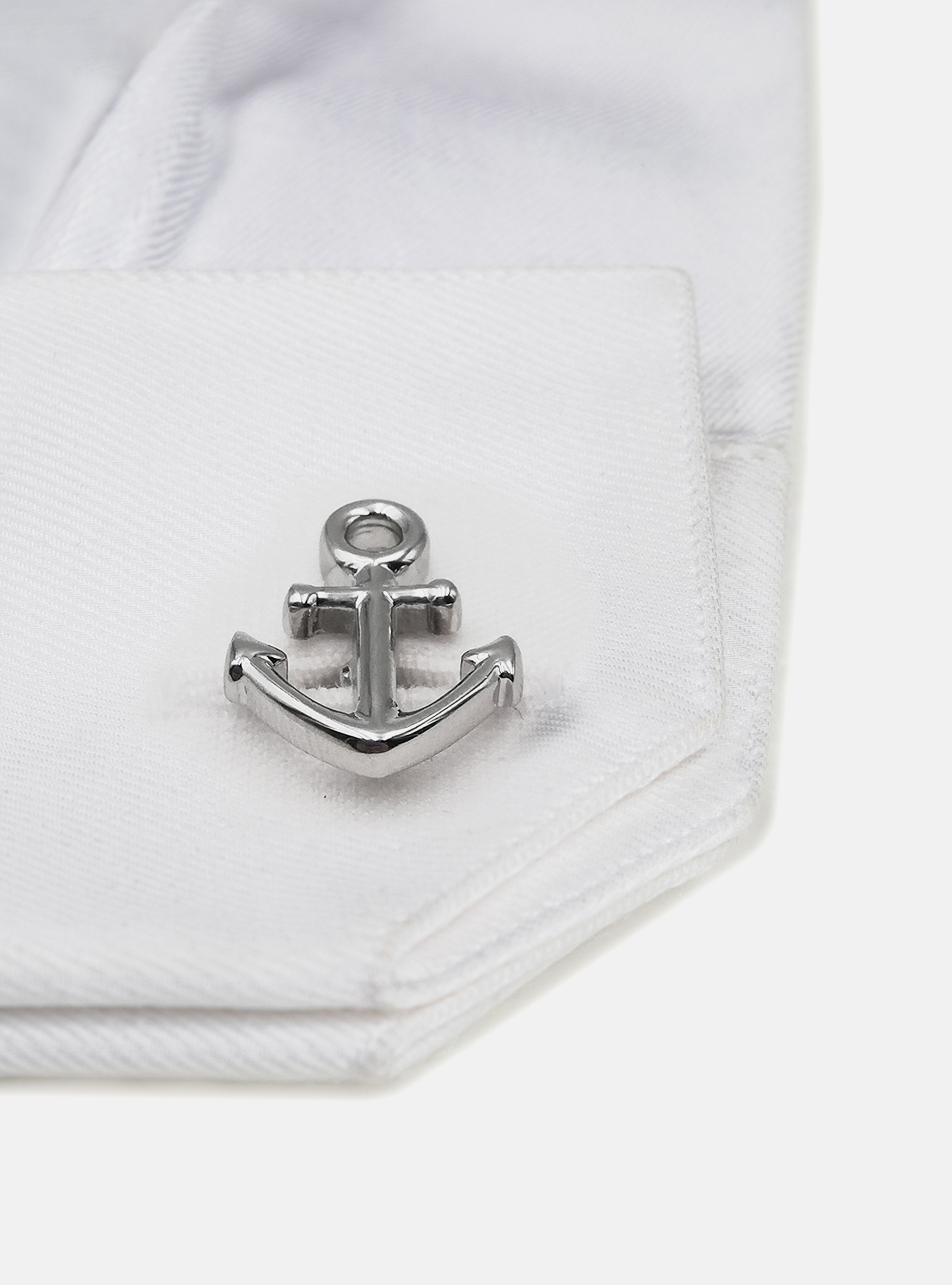 Cufflinks with anchor shape., ACCIAIO LUCIDO
