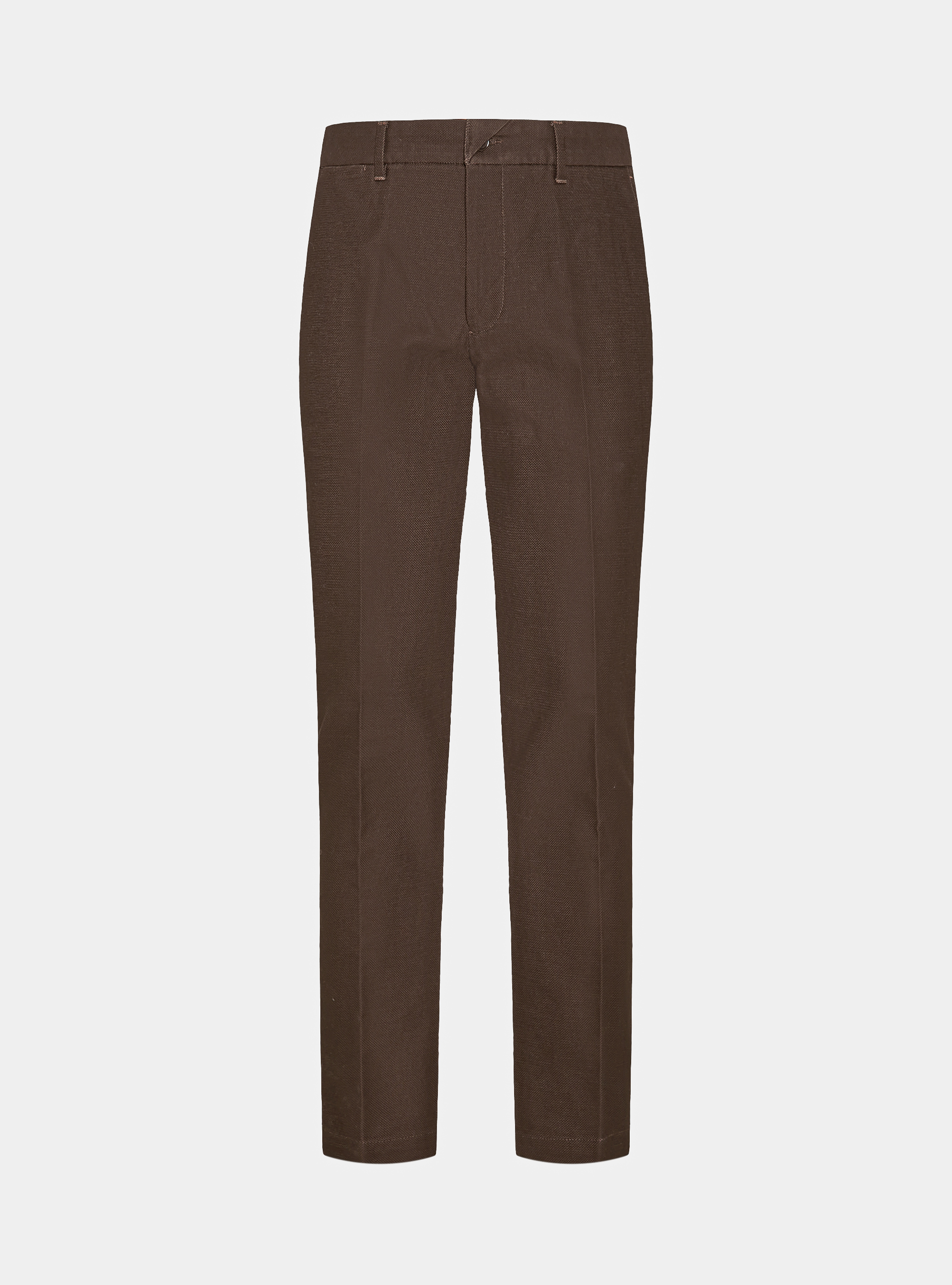 Textured cotton chino trousers, BROWN