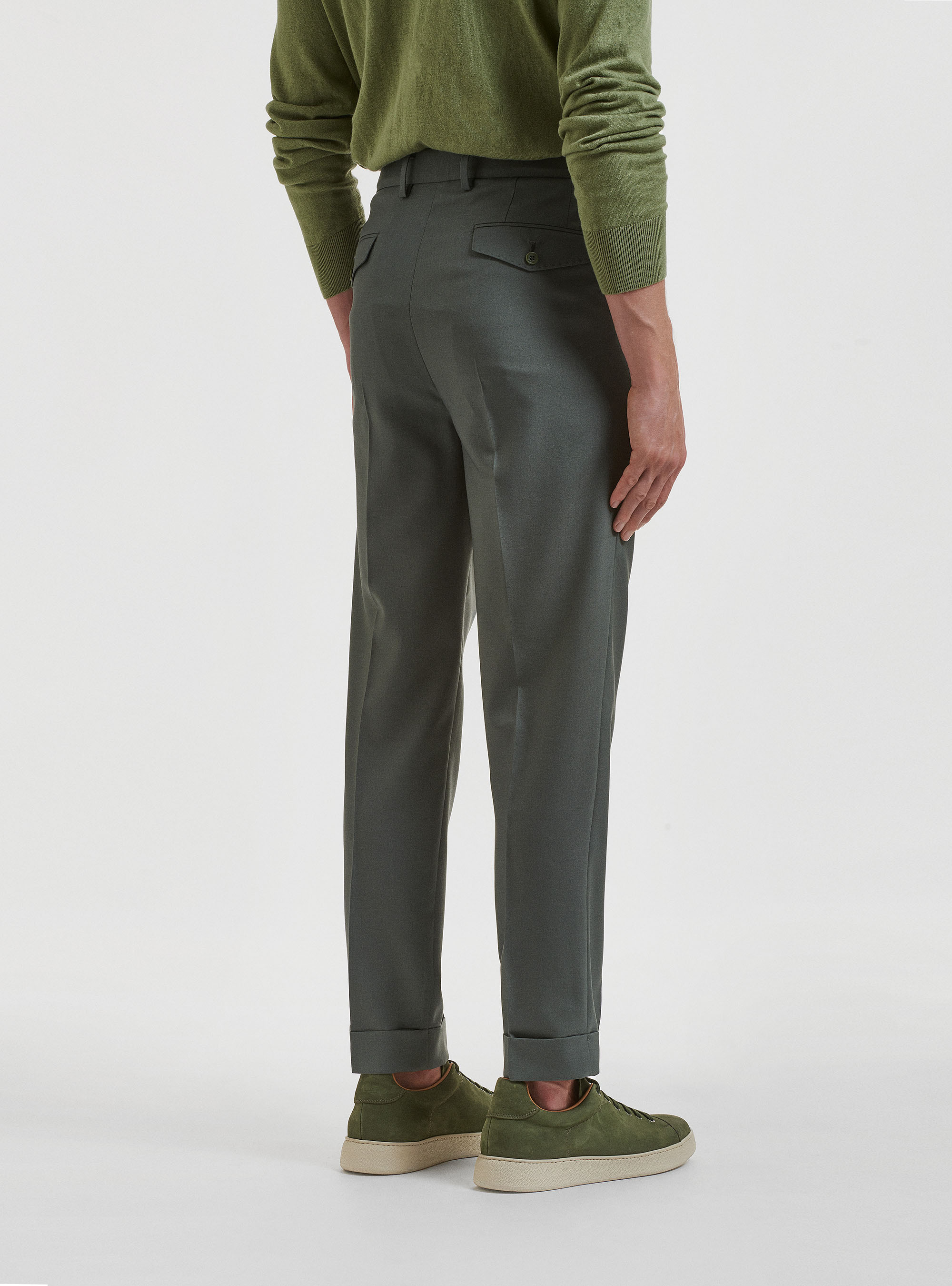 Pantaloni con pince in pura lana Vitale Barberis Canonico, SALVIA 0602C