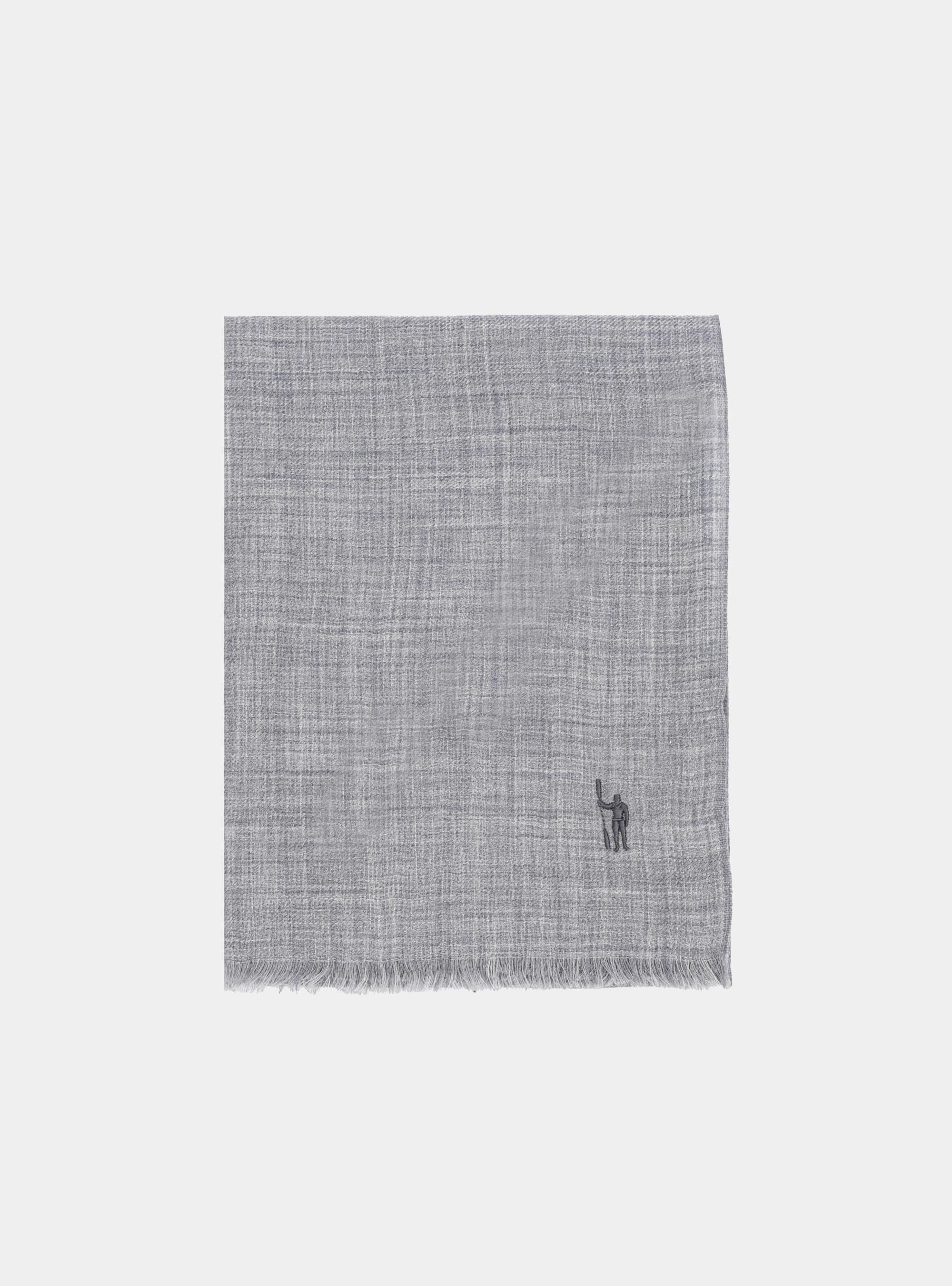 Sciarpa in lana con ricamo in contrasto, GRIGIO CHIARO MELANGE