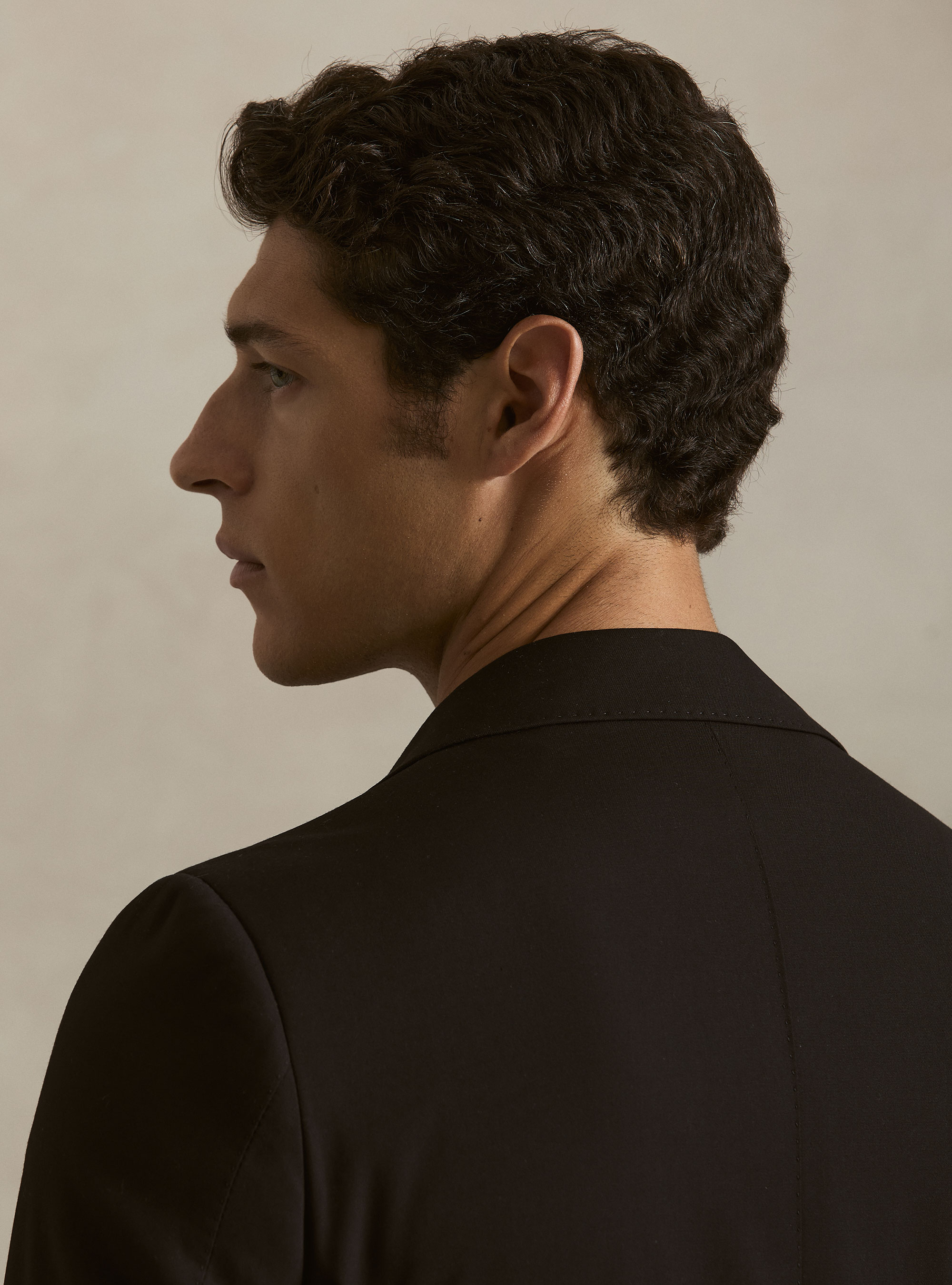 Double-breasted tuxedo blazer, BLACK
