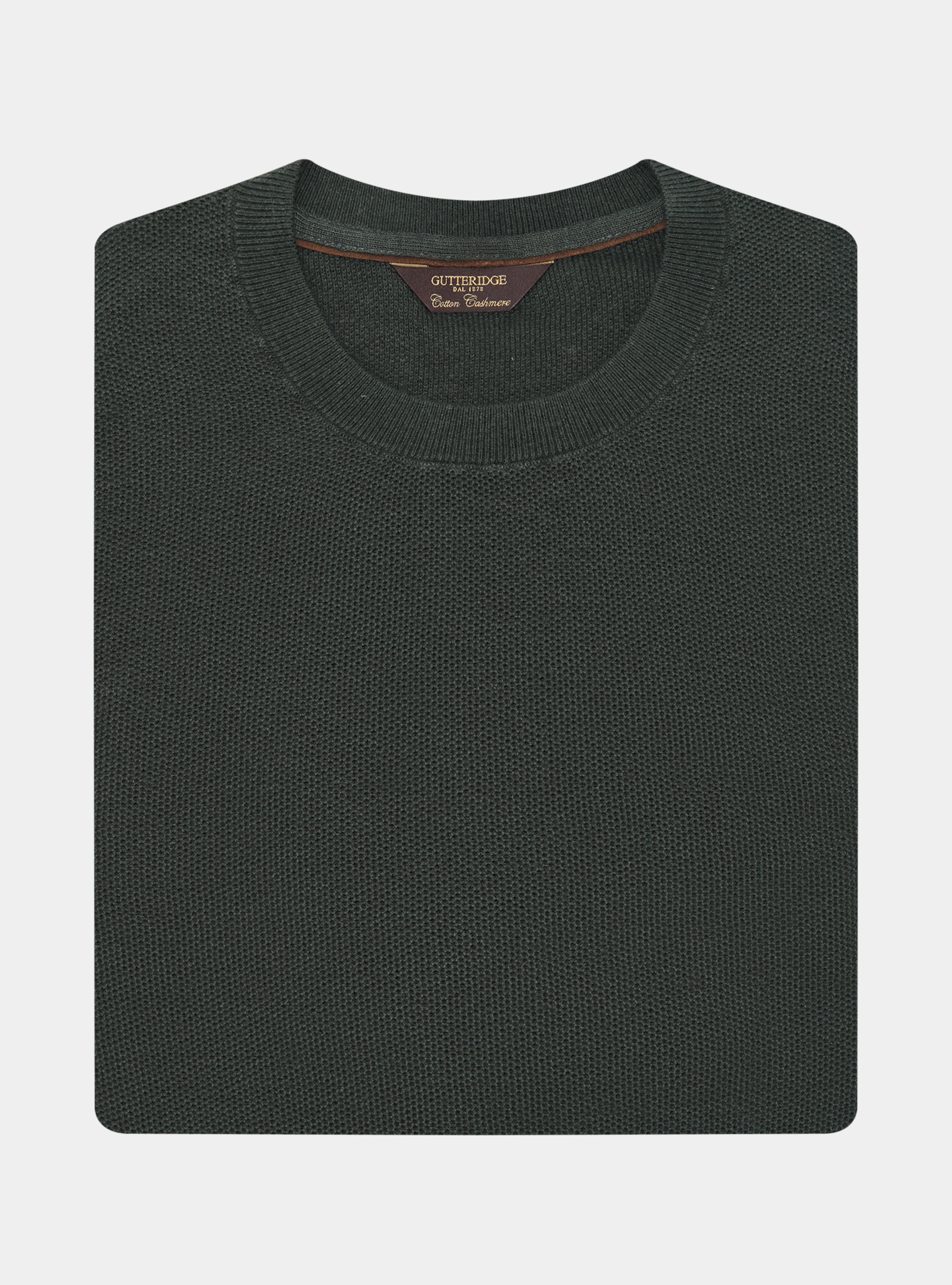 Girocollo in maglia nido d'ape in cotone cashmere, MILITARE 0609C